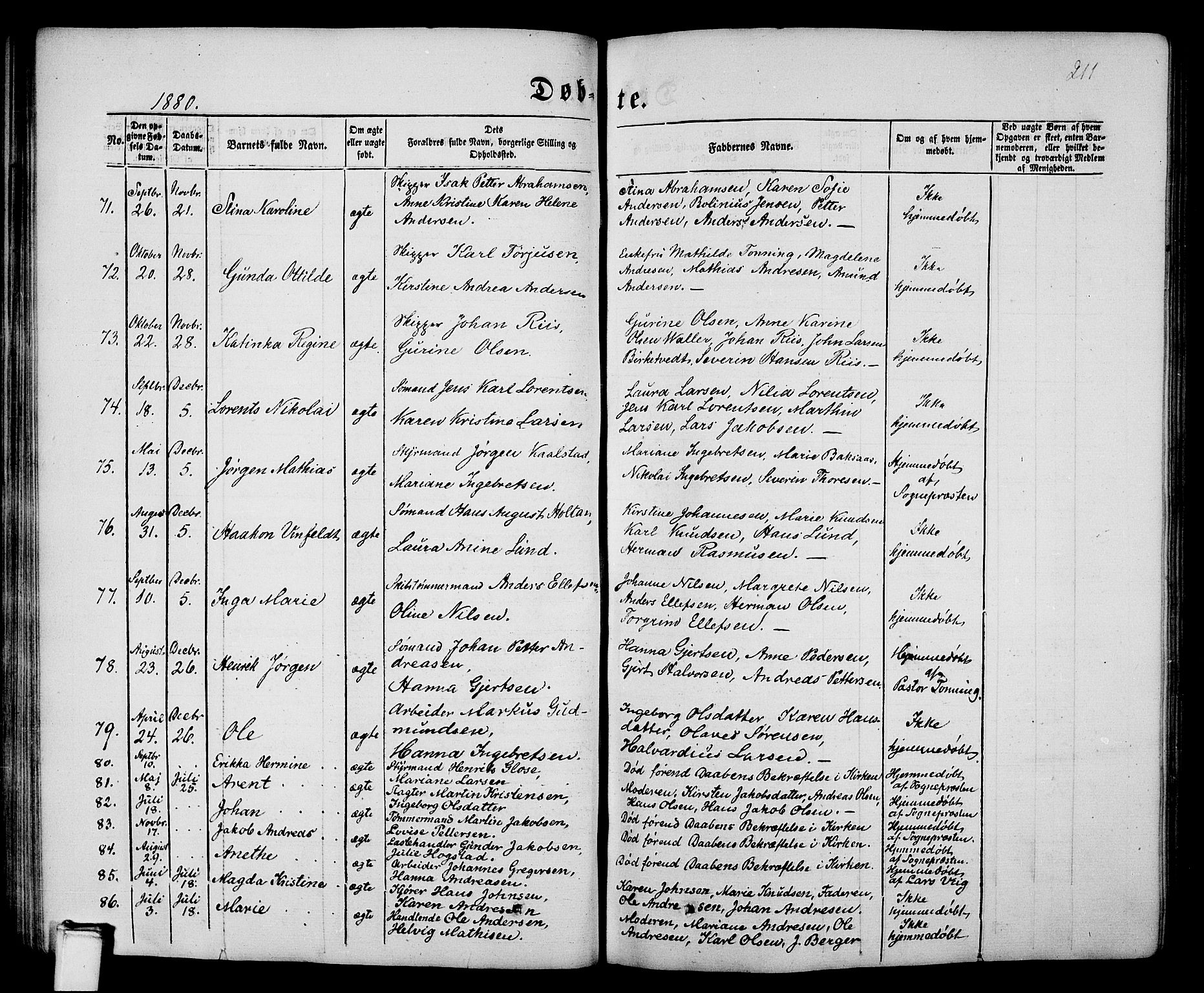Porsgrunn kirkebøker , SAKO/A-104/G/Gb/L0004: Parish register (copy) no. II 4, 1853-1882, p. 211