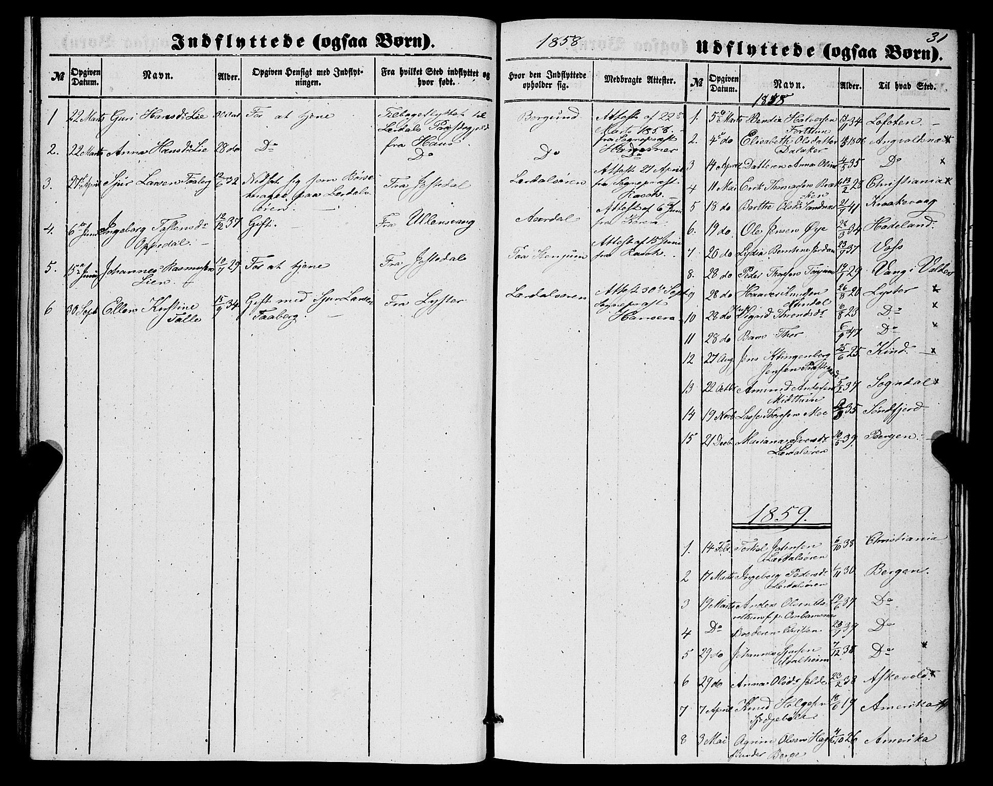 Lærdal sokneprestembete, SAB/A-81201: Parish register (official) no. A 17, 1851-1877, p. 31
