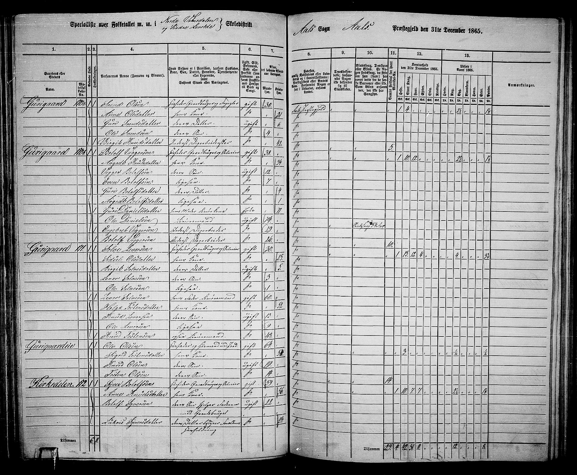 RA, 1865 census for Ål, 1865, p. 107