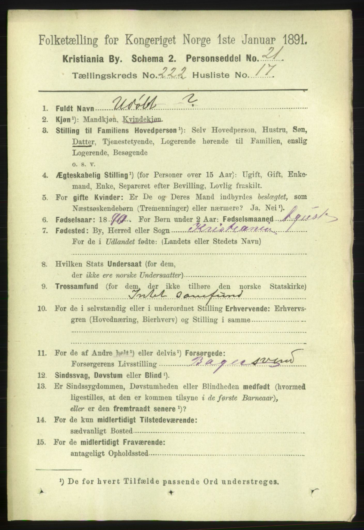 RA, 1891 census for 0301 Kristiania, 1891, p. 133733
