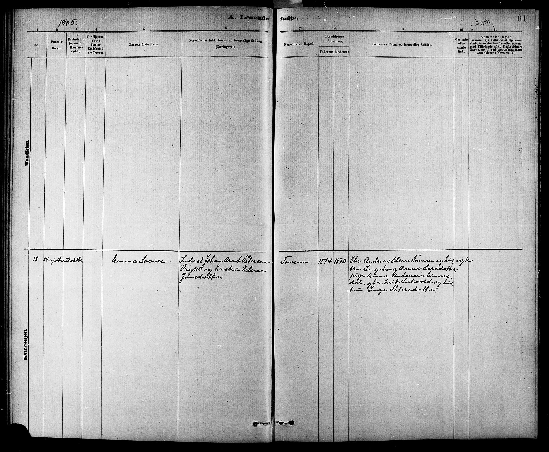 Ministerialprotokoller, klokkerbøker og fødselsregistre - Sør-Trøndelag, SAT/A-1456/618/L0452: Parish register (copy) no. 618C03, 1884-1906, p. 61