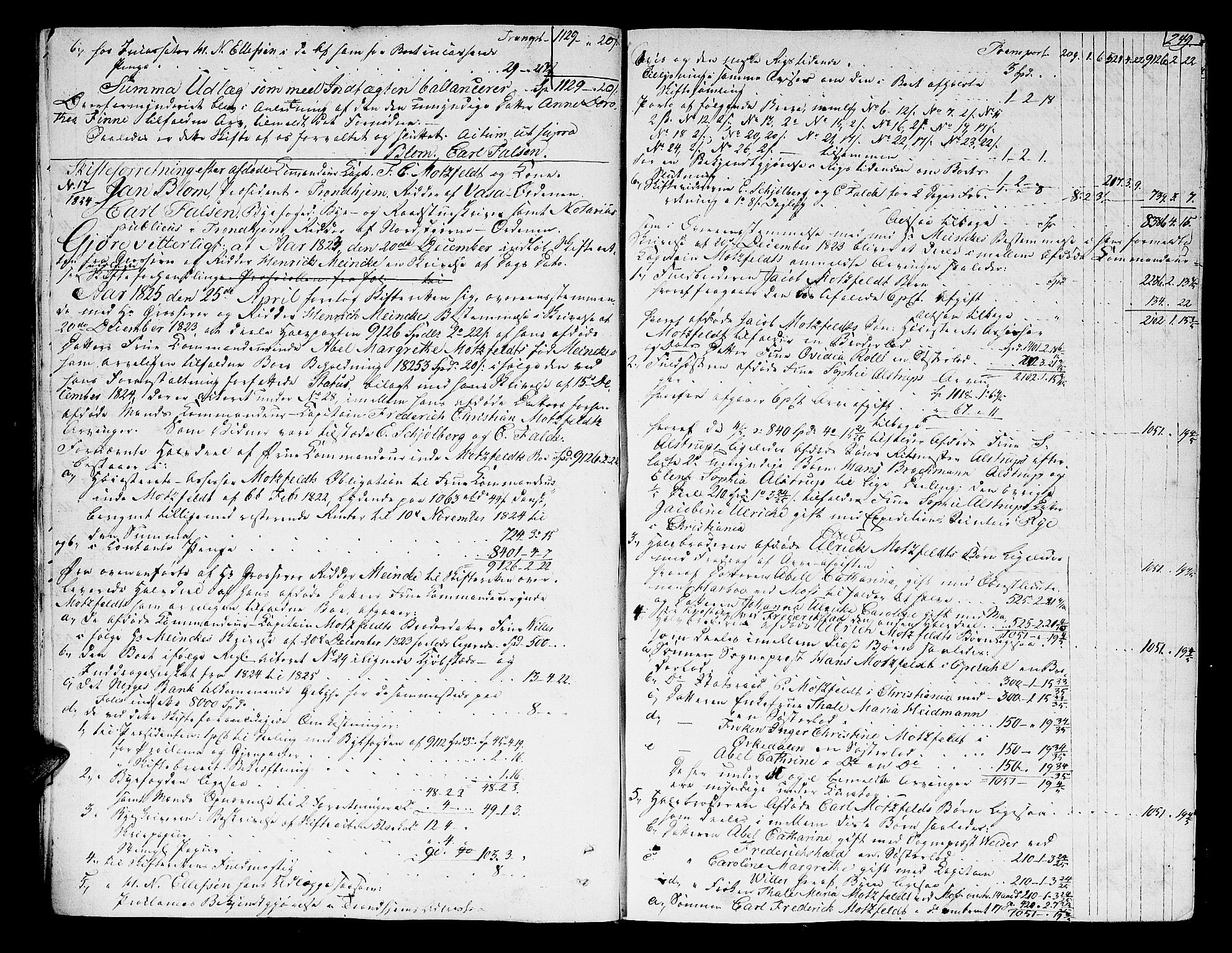 Trondheim byfogd, AV/SAT-A-0003/1/3/3A/L0027: Skifteprotokoll - gml.nr.22. (m/ register) U, 1825-1829, p. 248b-249a