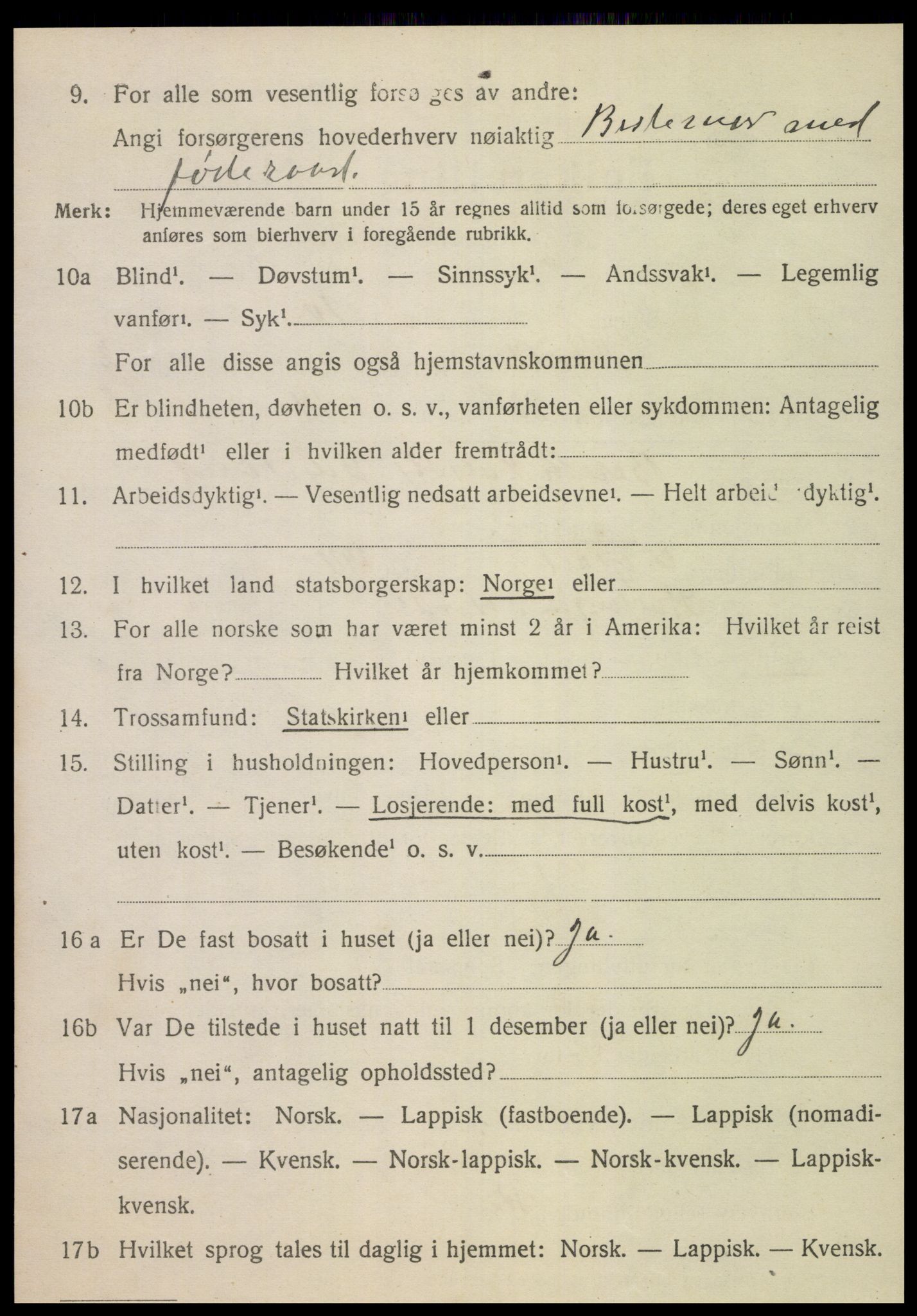 SAT, 1920 census for Nordli, 1920, p. 1646