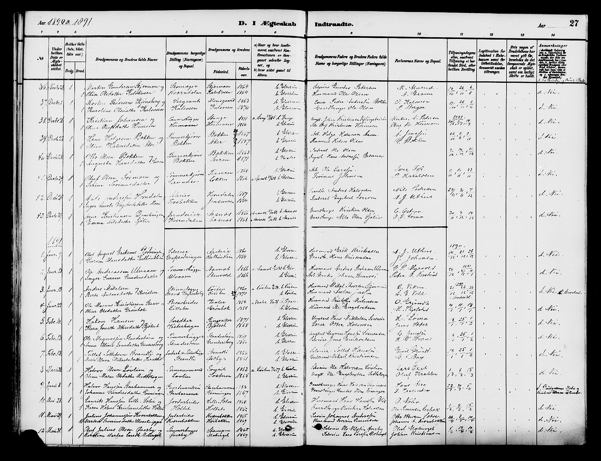 Elverum prestekontor, AV/SAH-PREST-044/H/Ha/Haa/L0012: Parish register (official) no. 12, 1880-1893, p. 27