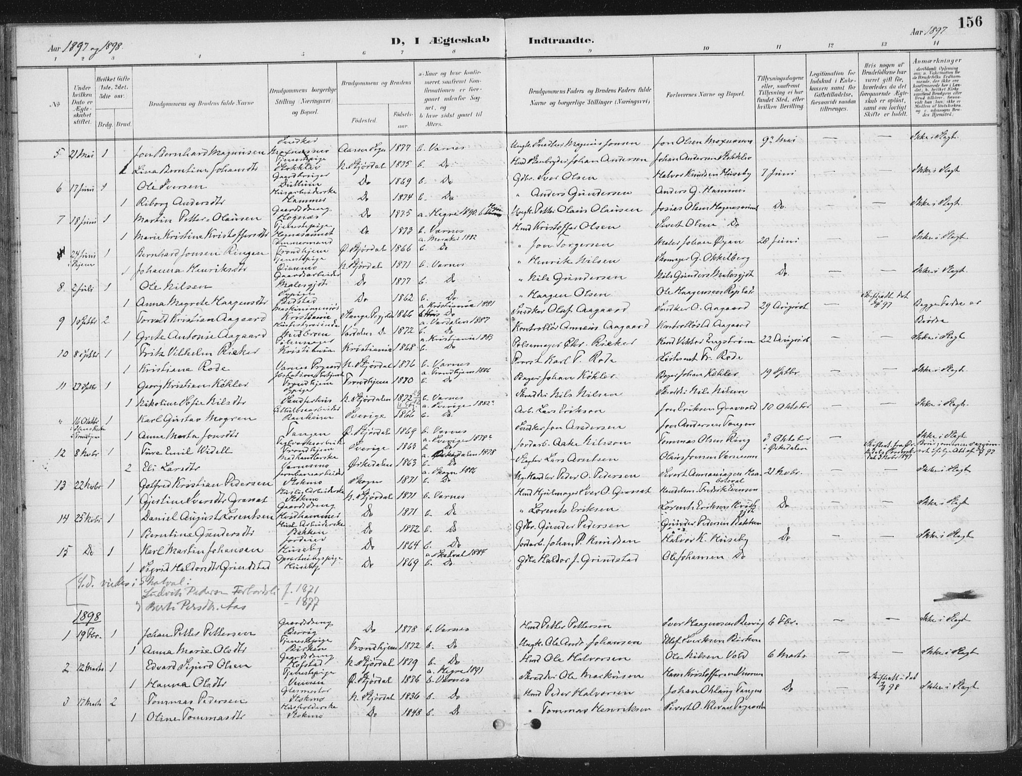 Ministerialprotokoller, klokkerbøker og fødselsregistre - Nord-Trøndelag, AV/SAT-A-1458/709/L0082: Parish register (official) no. 709A22, 1896-1916, p. 156