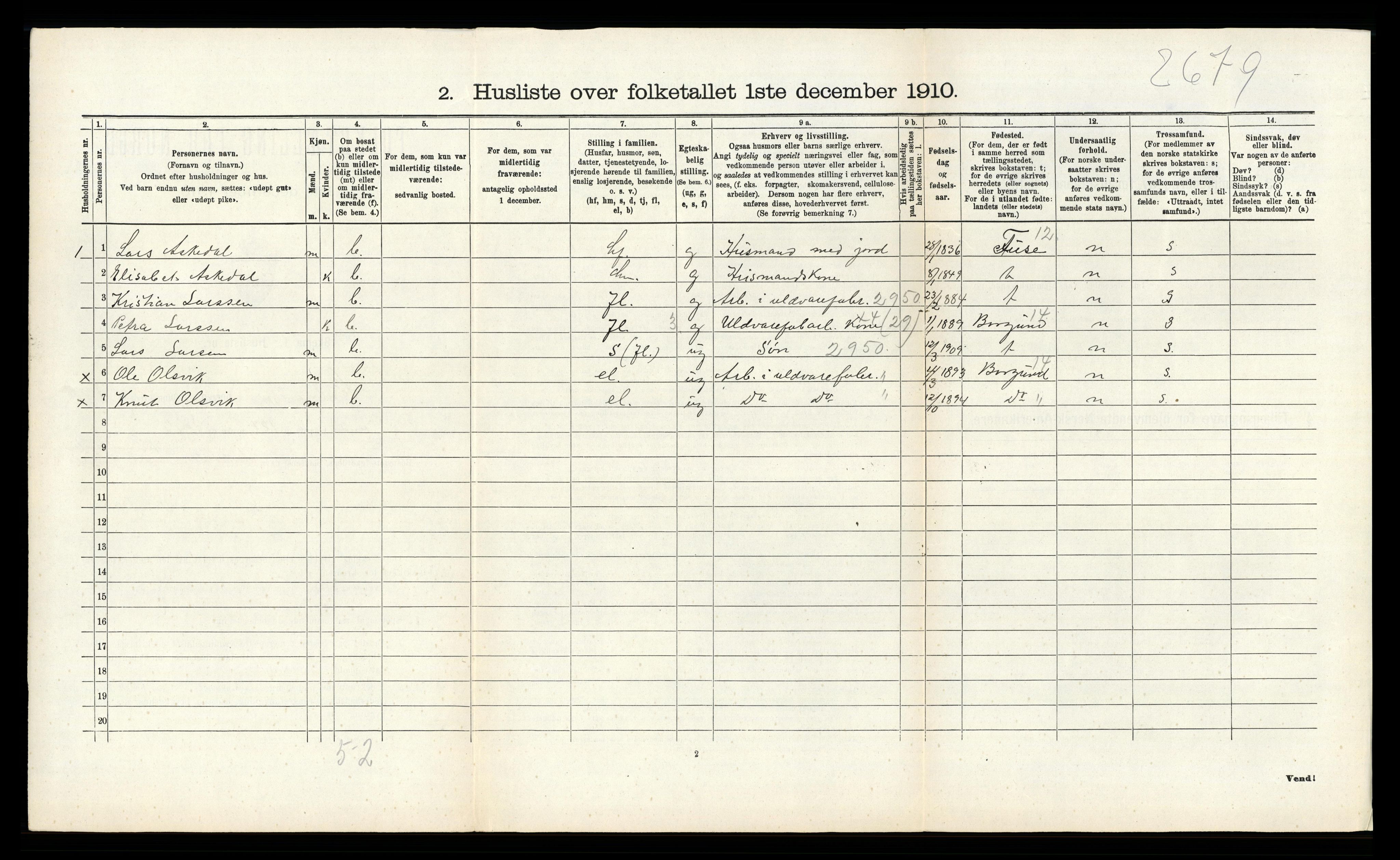 RA, 1910 census for Samnanger, 1910, p. 566