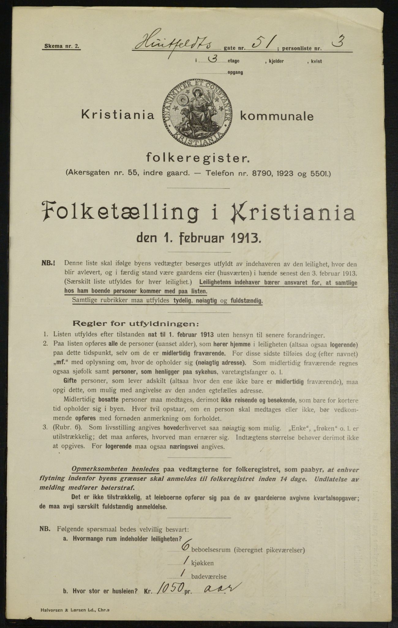 OBA, Municipal Census 1913 for Kristiania, 1913, p. 42047