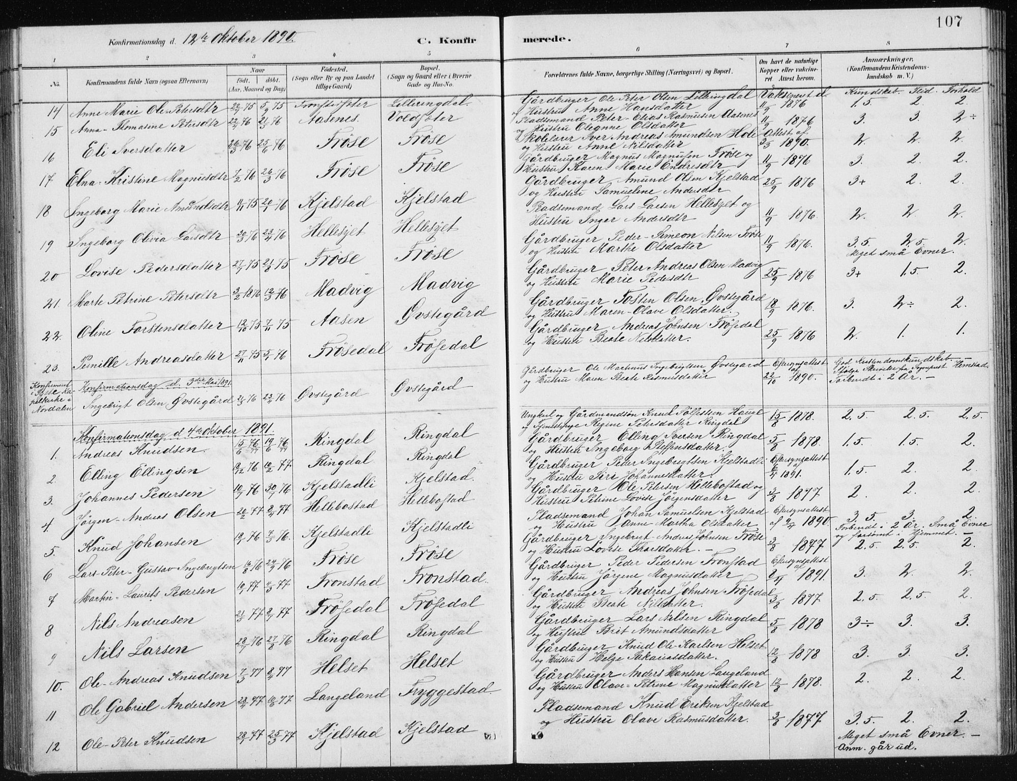 Ministerialprotokoller, klokkerbøker og fødselsregistre - Møre og Romsdal, SAT/A-1454/517/L0230: Parish register (copy) no. 517C03, 1879-1912, p. 107