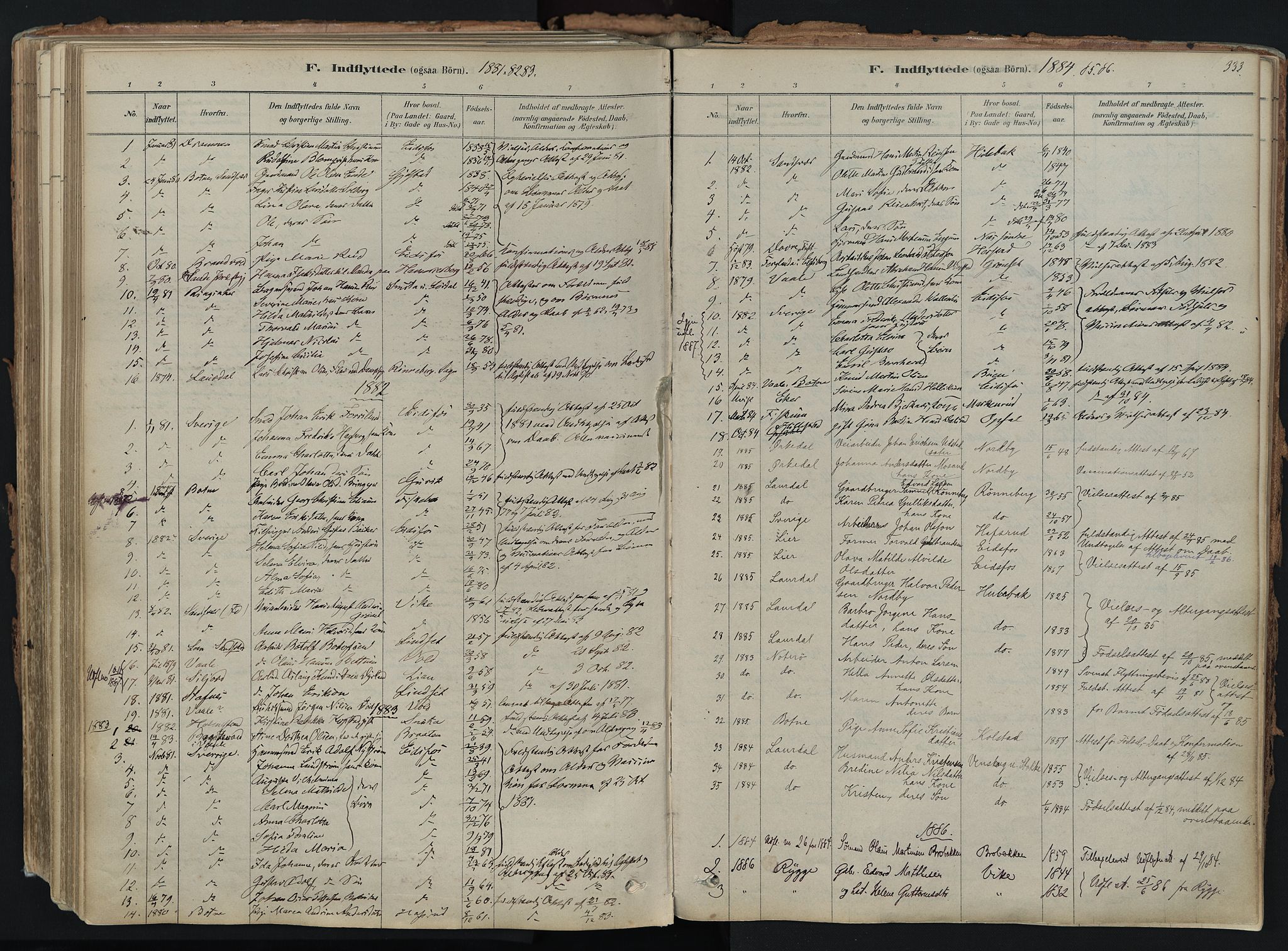 Hof kirkebøker, AV/SAKO-A-64/F/Fa/L0007: Parish register (official) no. I 7, 1878-1940, p. 333