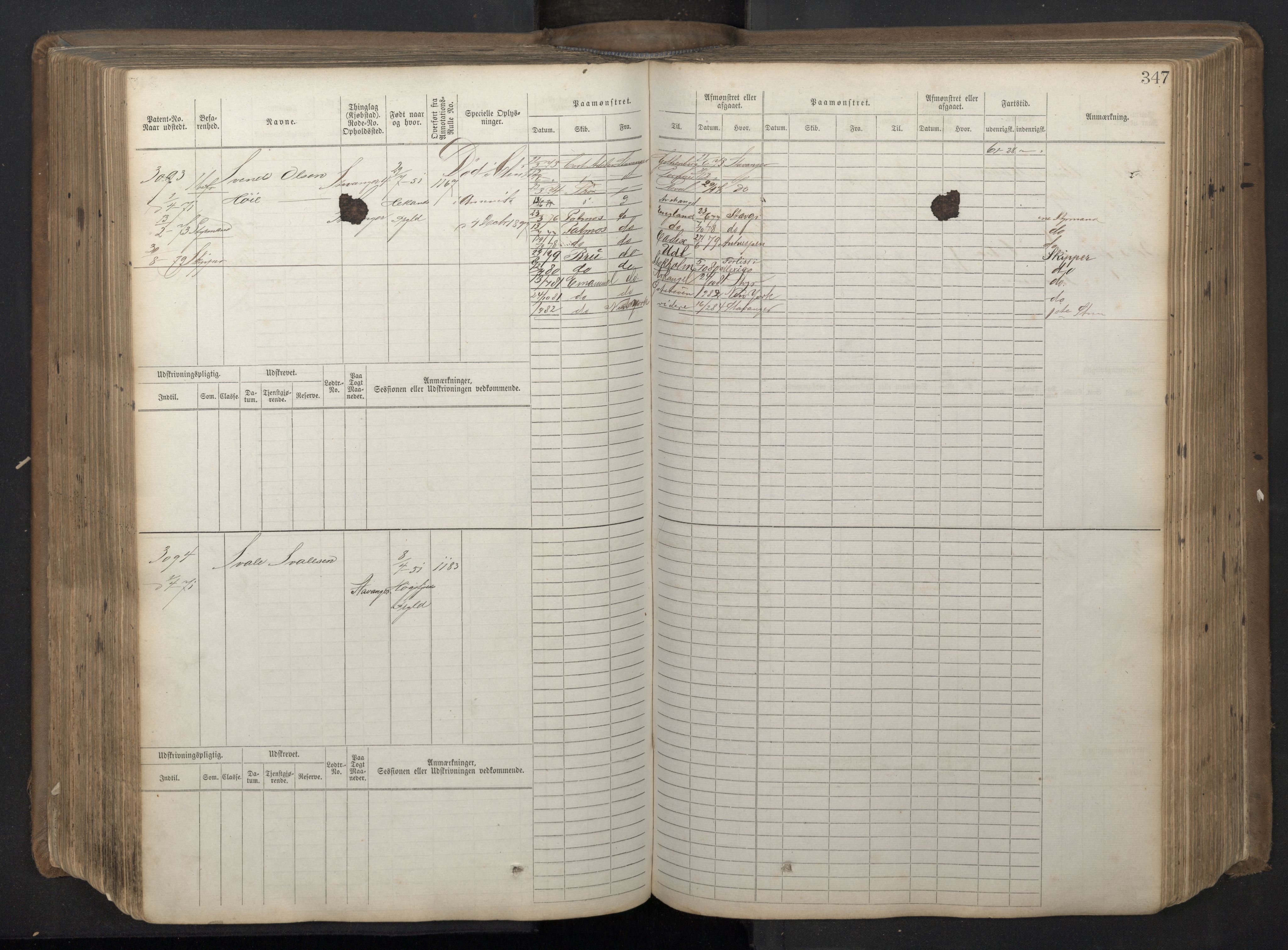 Stavanger sjømannskontor, AV/SAST-A-102006/F/Fb/Fbb/L0018: Sjøfartshovedrulle patnentnr. 2402-3602 (dublett), 1869, p. 351