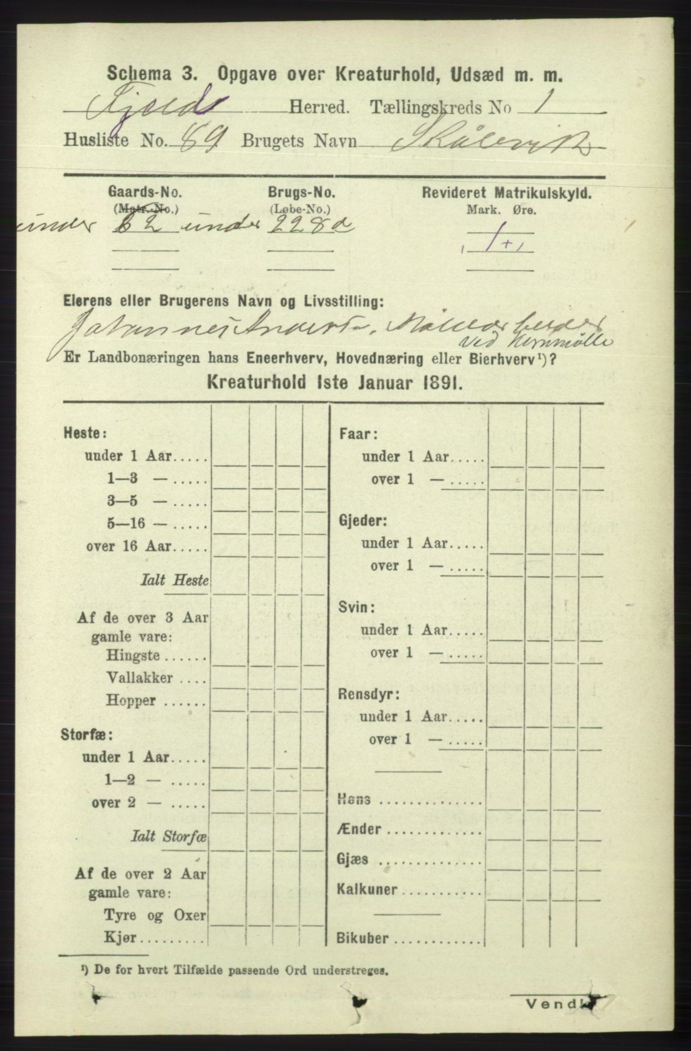 RA, 1891 census for 1246 Fjell, 1891, p. 4017