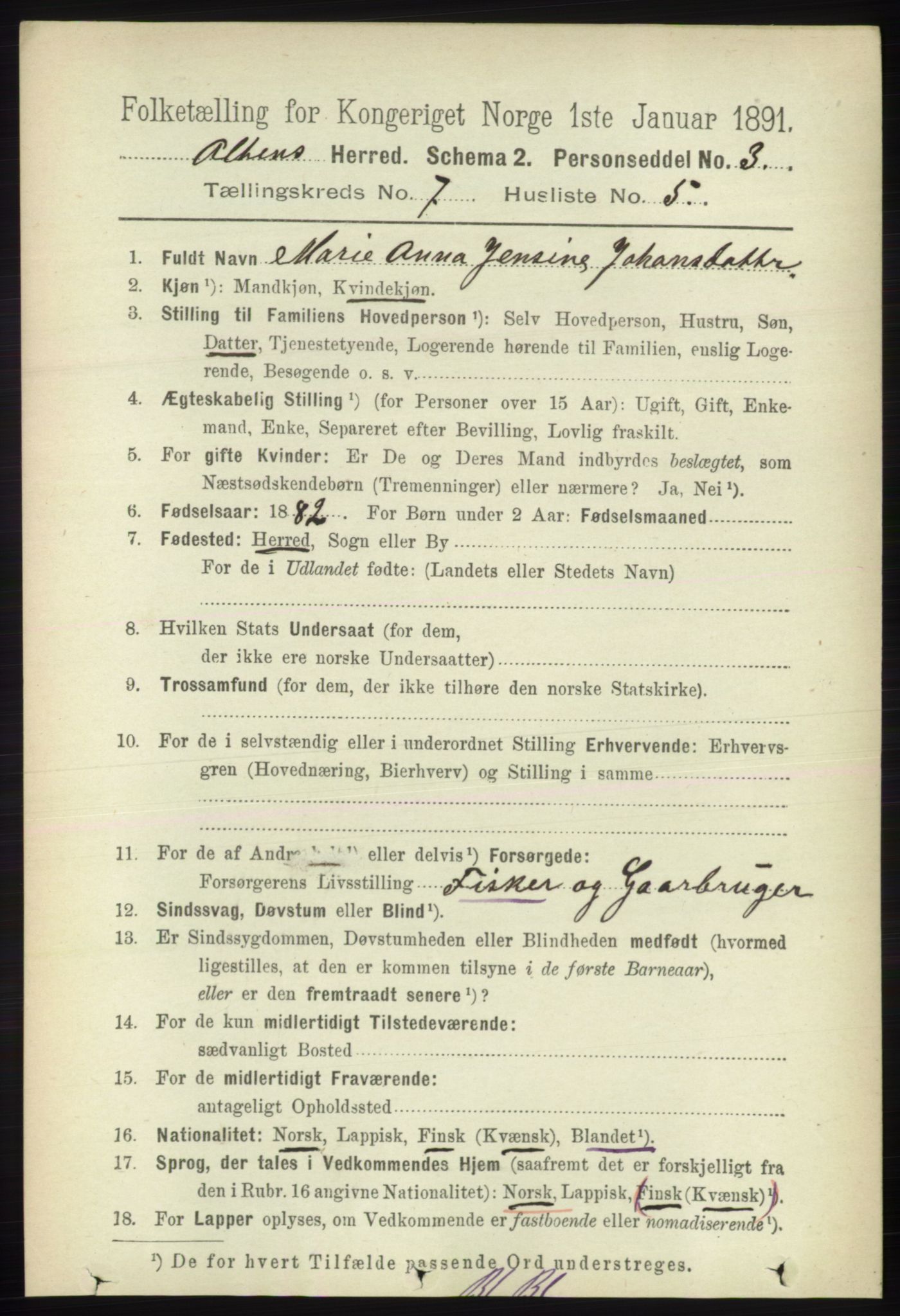 RA, 1891 census for 2012 Alta, 1891, p. 2130