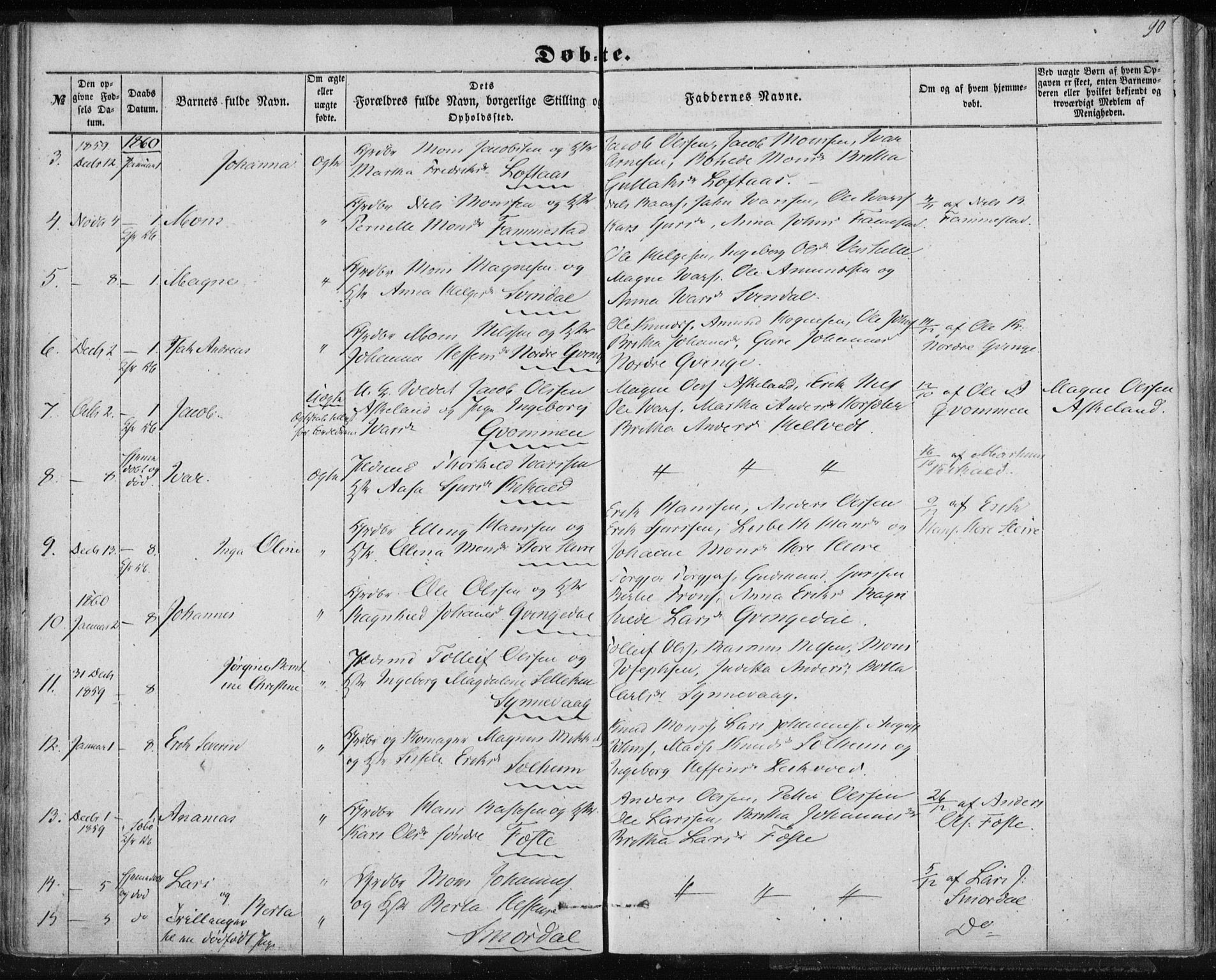 Lindås Sokneprestembete, SAB/A-76701/H/Haa: Parish register (official) no. A 11, 1854-1869, p. 90