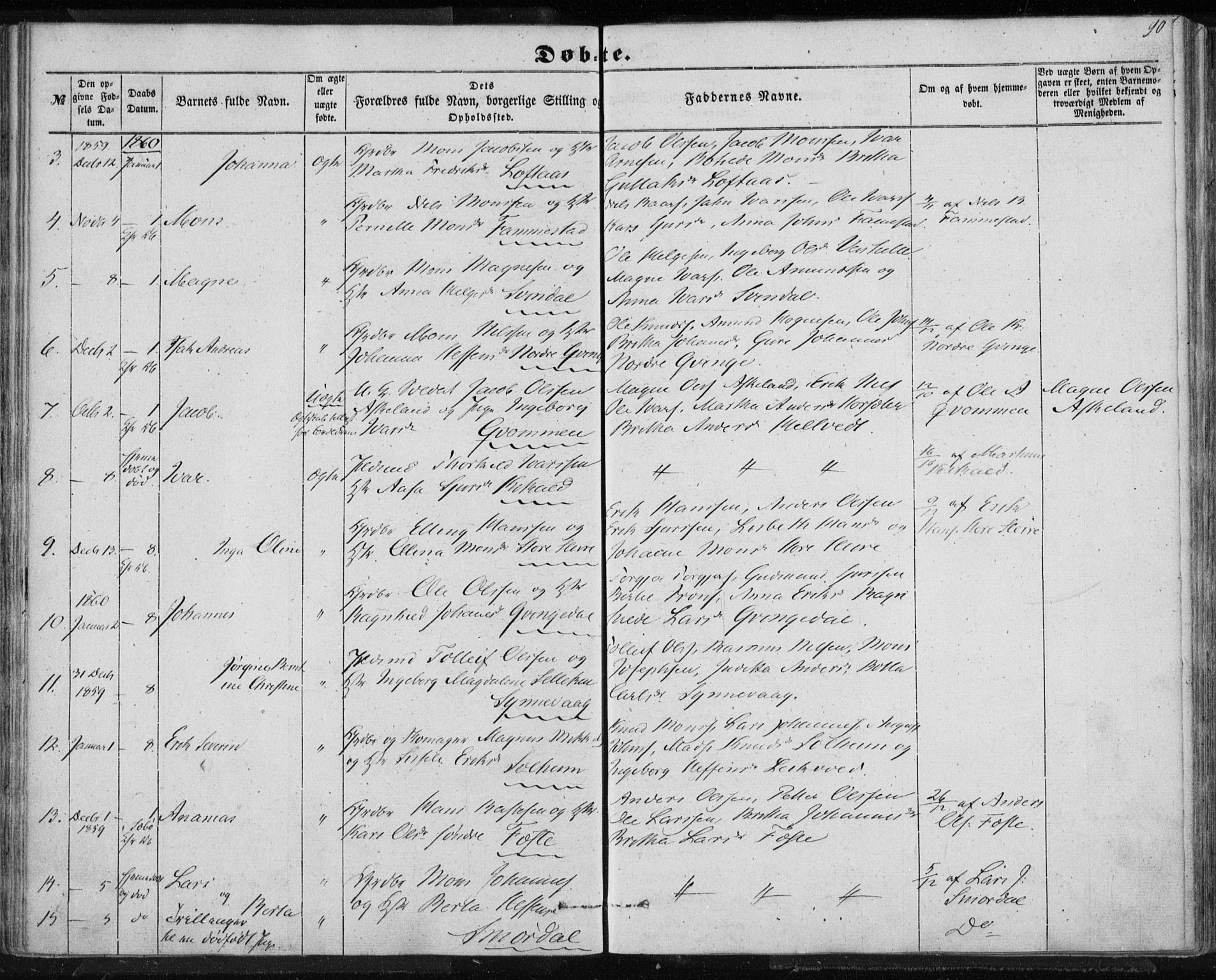 Lindås Sokneprestembete, AV/SAB-A-76701/H/Haa/Haaa/L0011: Parish register (official) no. A 11, 1854-1869, p. 90