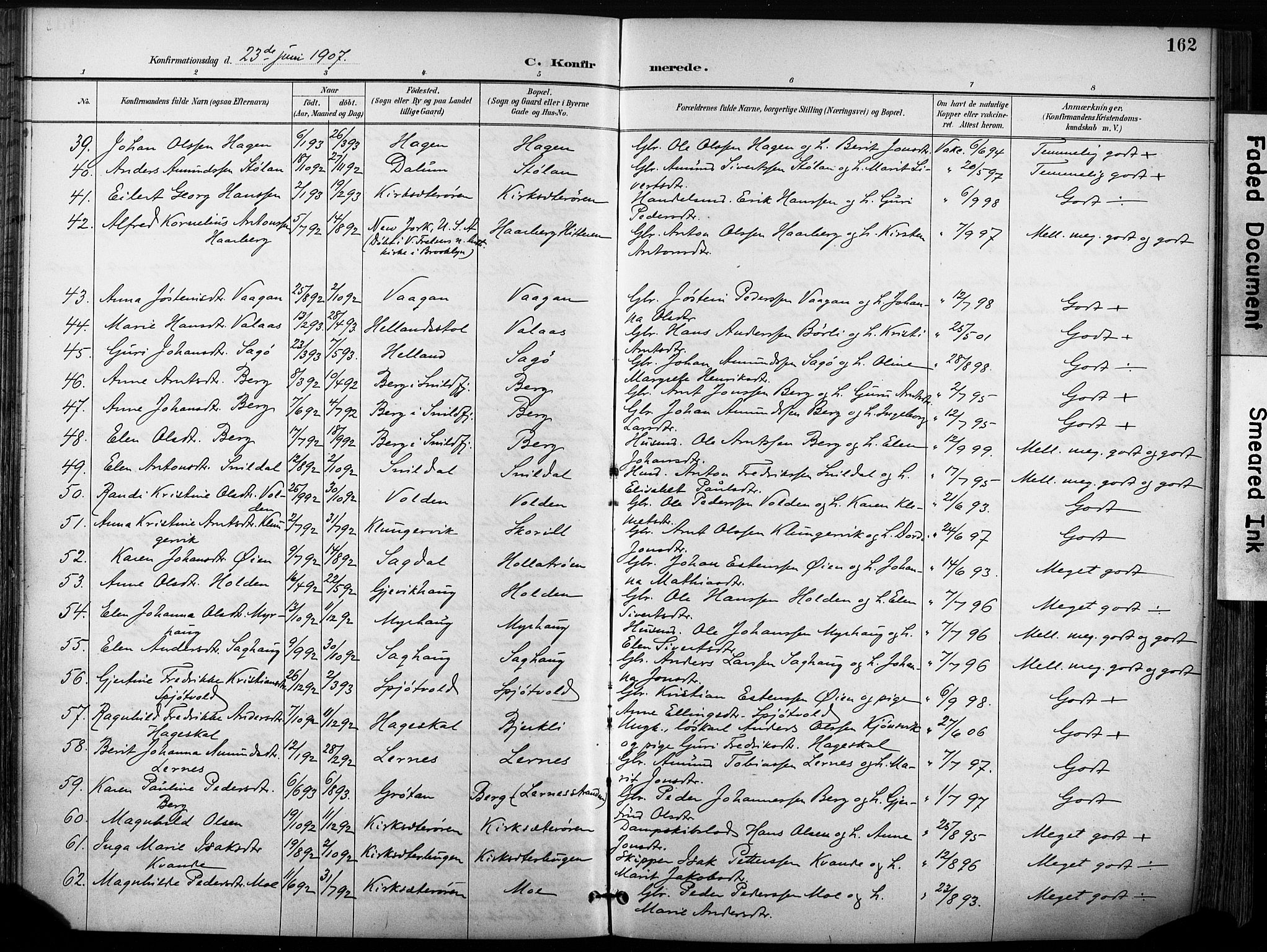 Ministerialprotokoller, klokkerbøker og fødselsregistre - Sør-Trøndelag, AV/SAT-A-1456/630/L0497: Parish register (official) no. 630A10, 1896-1910, p. 162