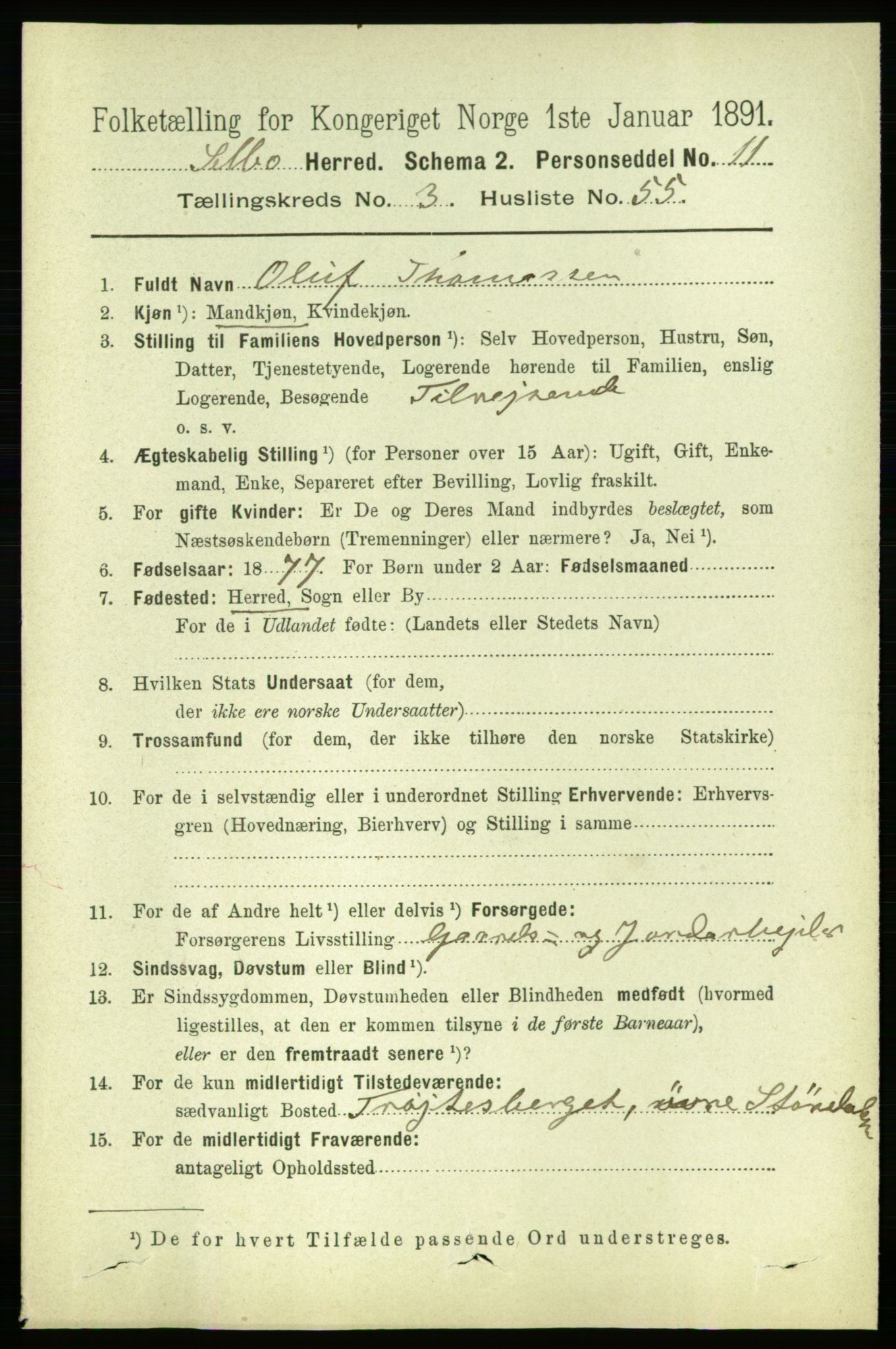 RA, 1891 census for 1664 Selbu, 1891, p. 955