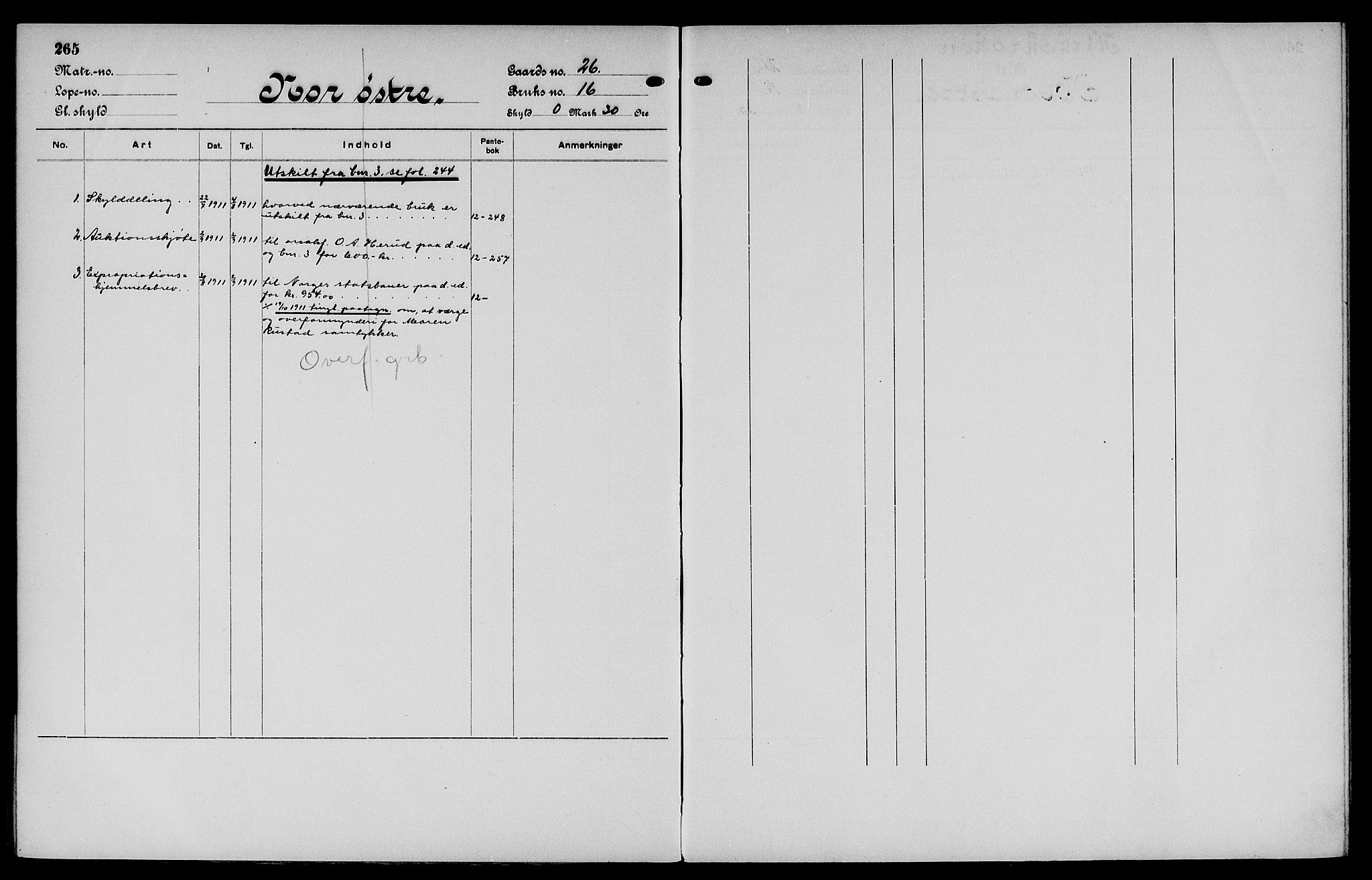Vinger og Odal sorenskriveri, SAH/TING-022/H/Ha/Hac/Hacc/L0004: Mortgage register no. 3.4, 1923, p. 265