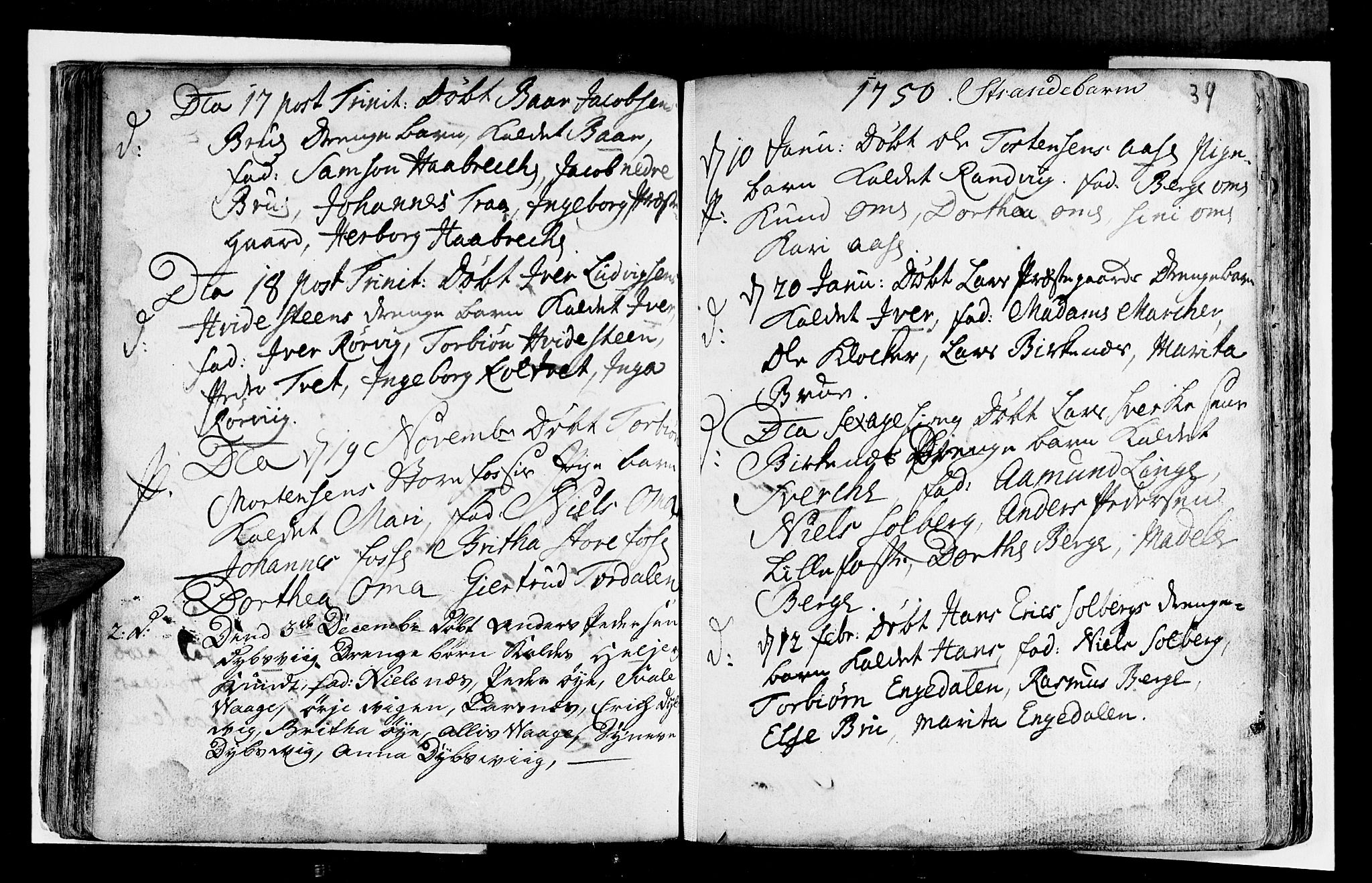 Strandebarm sokneprestembete, SAB/A-78401/H/Haa: Parish register (official) no. A 2 /1, 1727-1750, p. 39