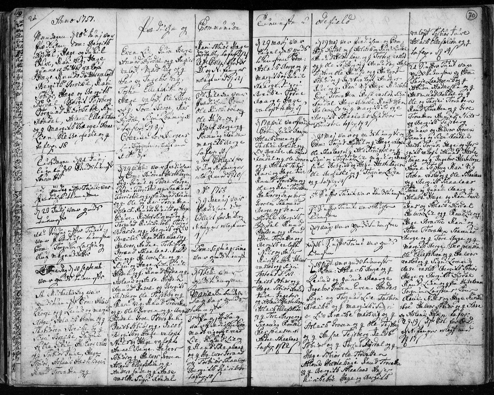 Lårdal kirkebøker, SAKO/A-284/F/Fa/L0003: Parish register (official) no. I 3, 1754-1790, p. 70