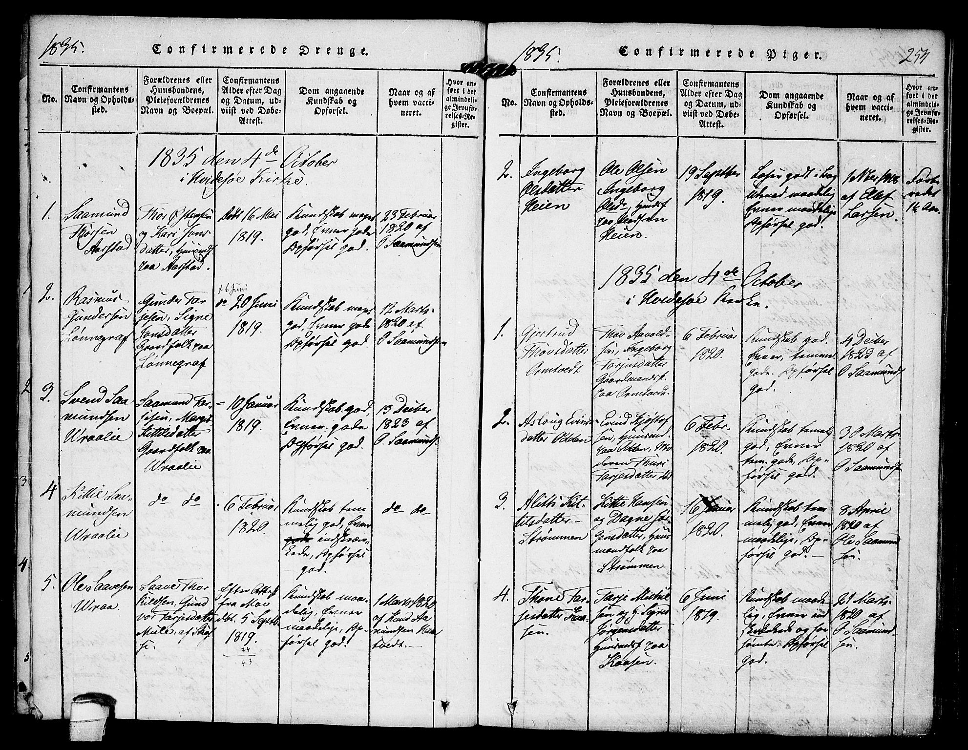 Kviteseid kirkebøker, SAKO/A-276/F/Fc/L0001: Parish register (official) no. III 1, 1815-1836, p. 254