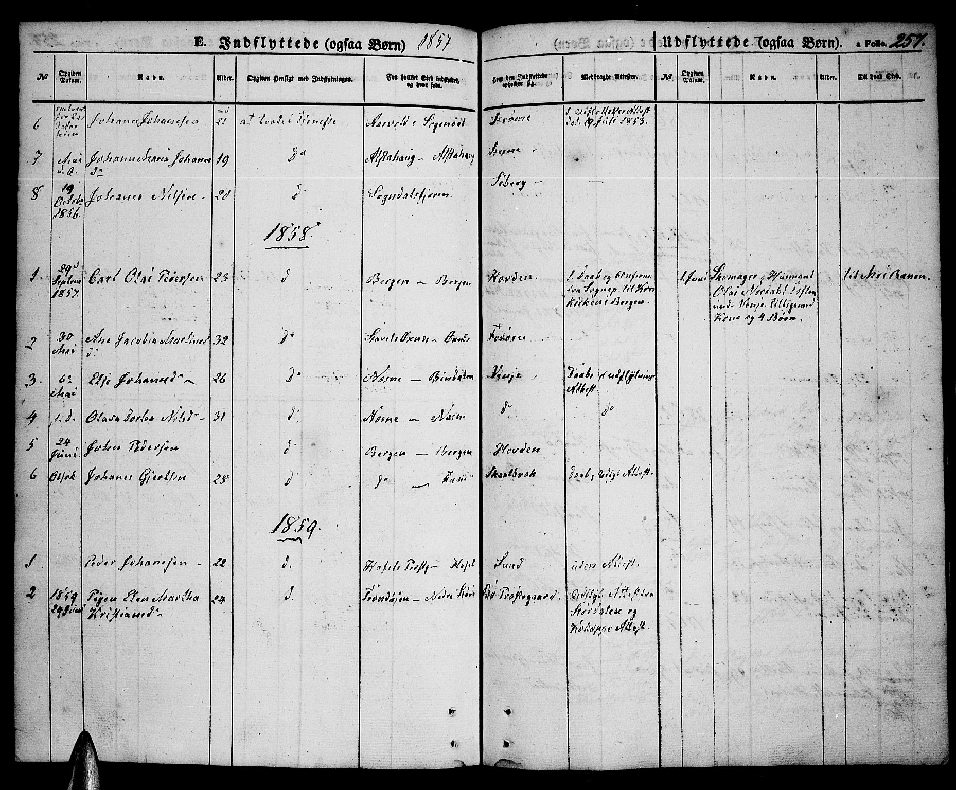 Ministerialprotokoller, klokkerbøker og fødselsregistre - Nordland, SAT/A-1459/891/L1313: Parish register (copy) no. 891C02, 1856-1870, p. 257