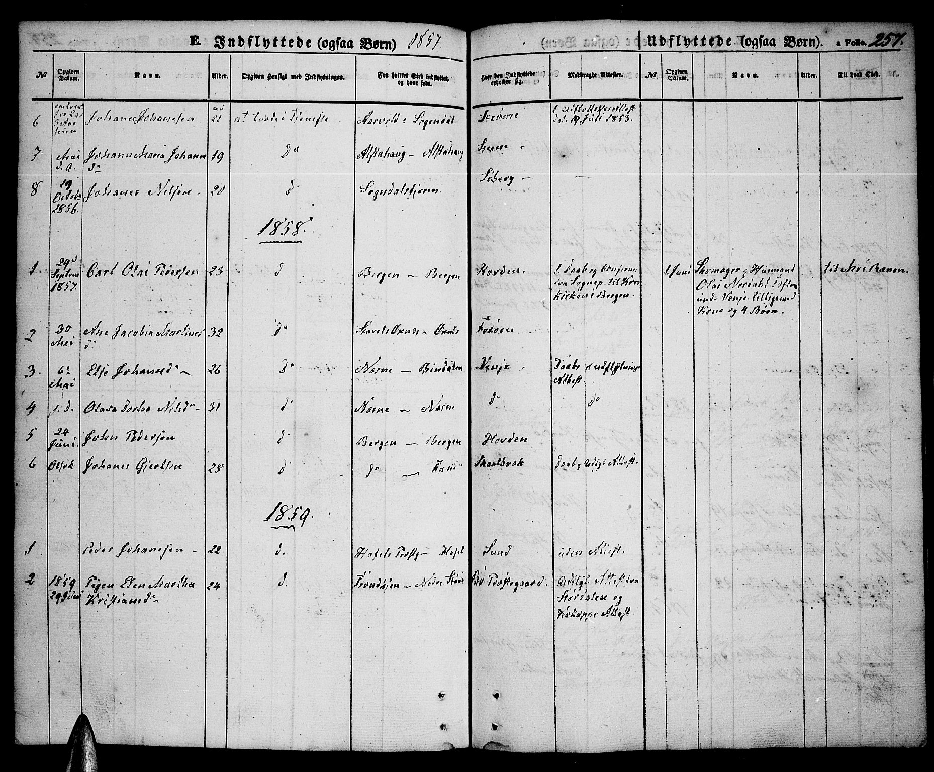 Ministerialprotokoller, klokkerbøker og fødselsregistre - Nordland, AV/SAT-A-1459/891/L1313: Parish register (copy) no. 891C02, 1856-1870, p. 257