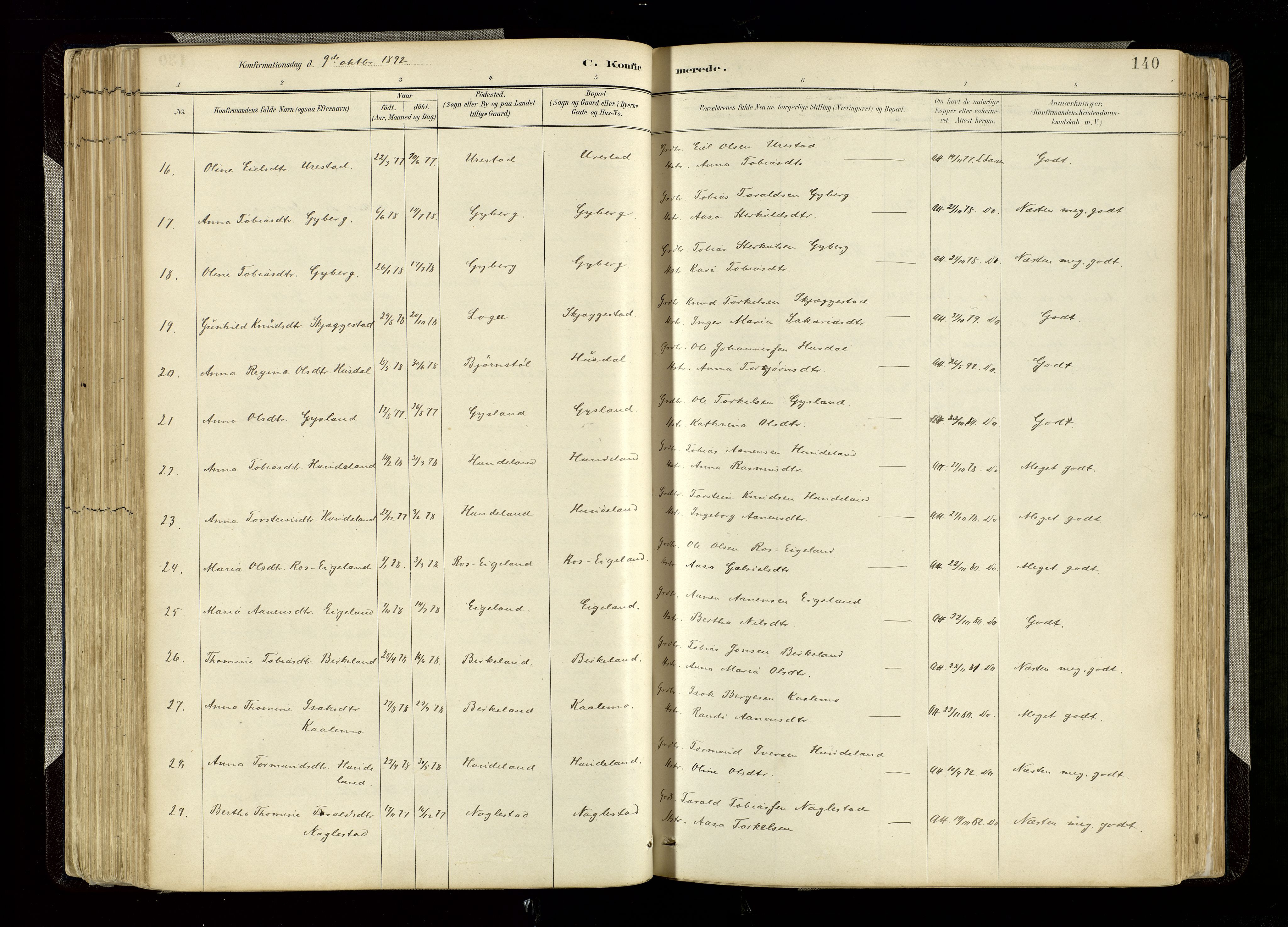 Hægebostad sokneprestkontor, AV/SAK-1111-0024/F/Fa/Faa/L0006: Parish register (official) no. A 6, 1887-1929, p. 140