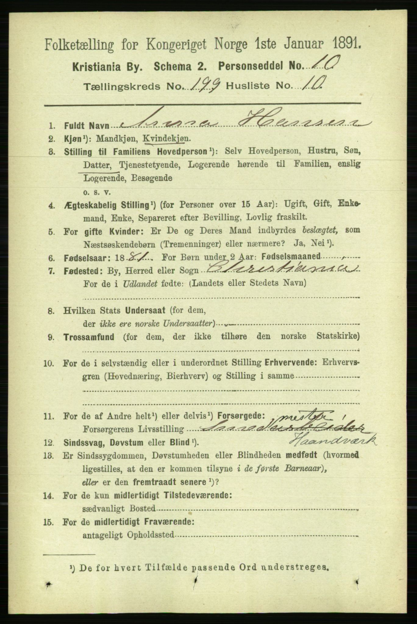 RA, 1891 census for 0301 Kristiania, 1891, p. 119853