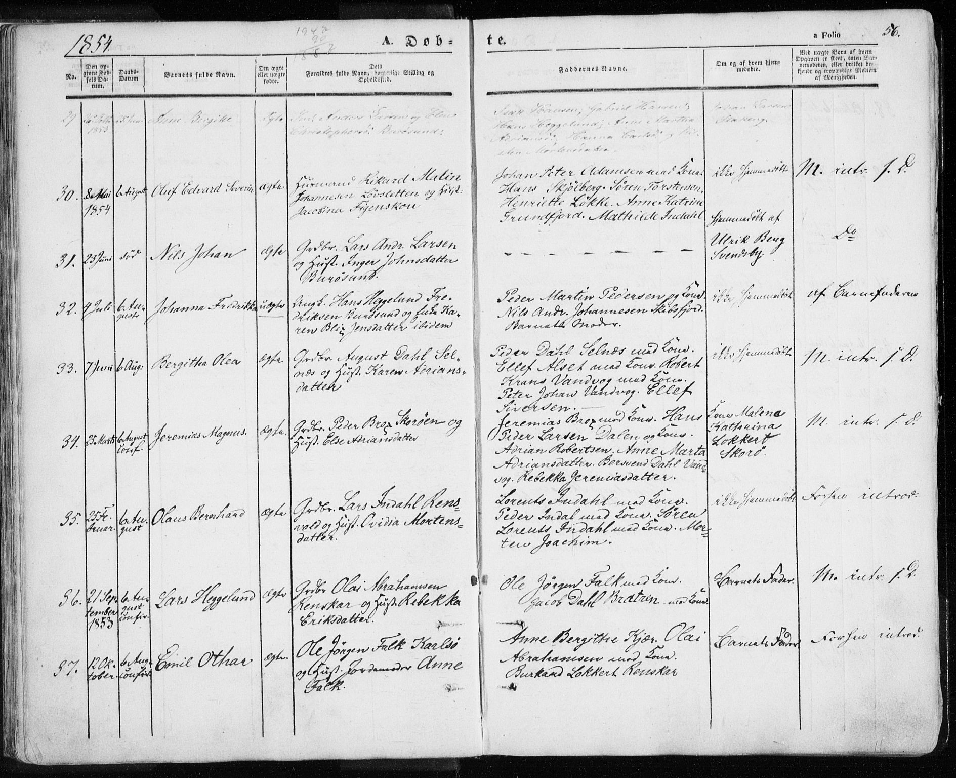 Karlsøy sokneprestembete, SATØ/S-1299/H/Ha/Haa/L0003kirke: Parish register (official) no. 3, 1843-1860, p. 56
