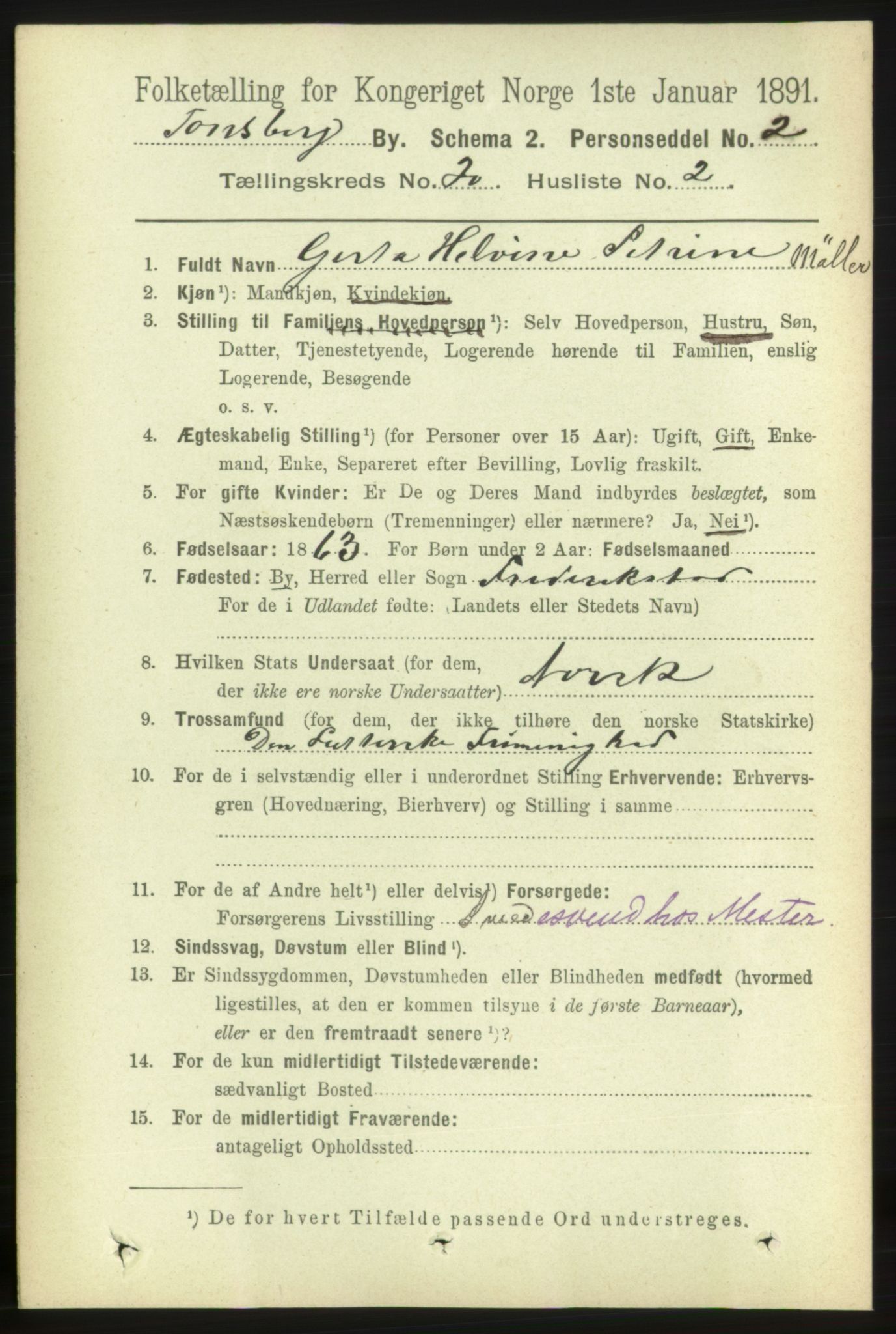 RA, 1891 census for 0705 Tønsberg, 1891, p. 5386