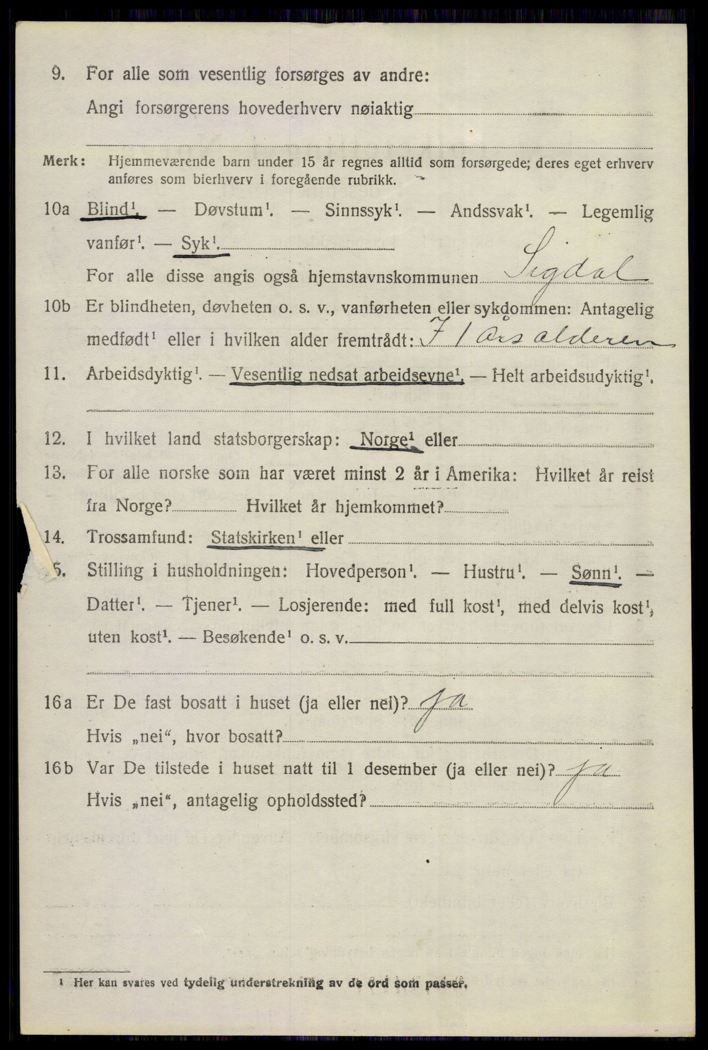 SAKO, 1920 census for Sigdal, 1920, p. 8649