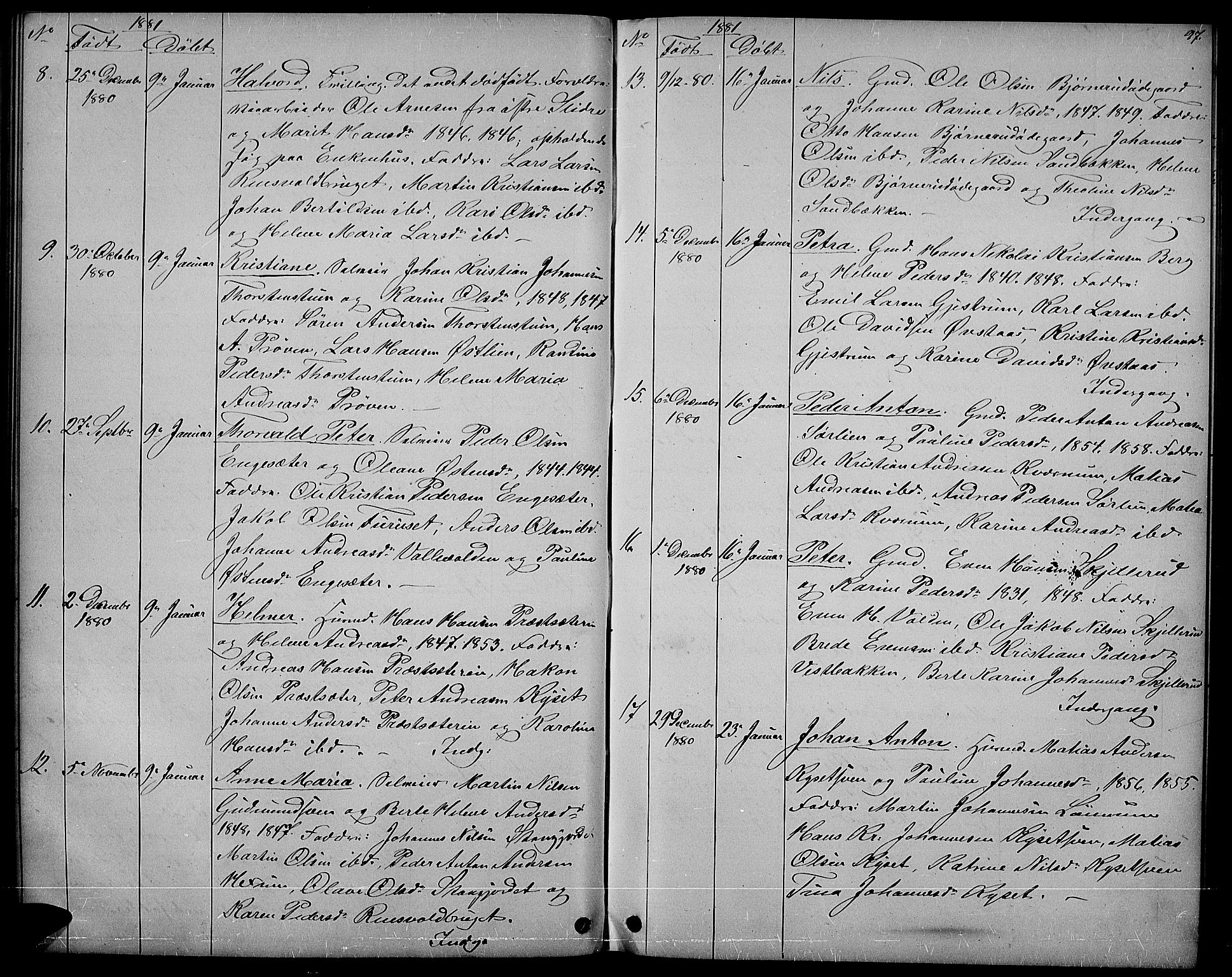 Vestre Toten prestekontor, SAH/PREST-108/H/Ha/Hab/L0006: Parish register (copy) no. 6, 1870-1887, p. 97