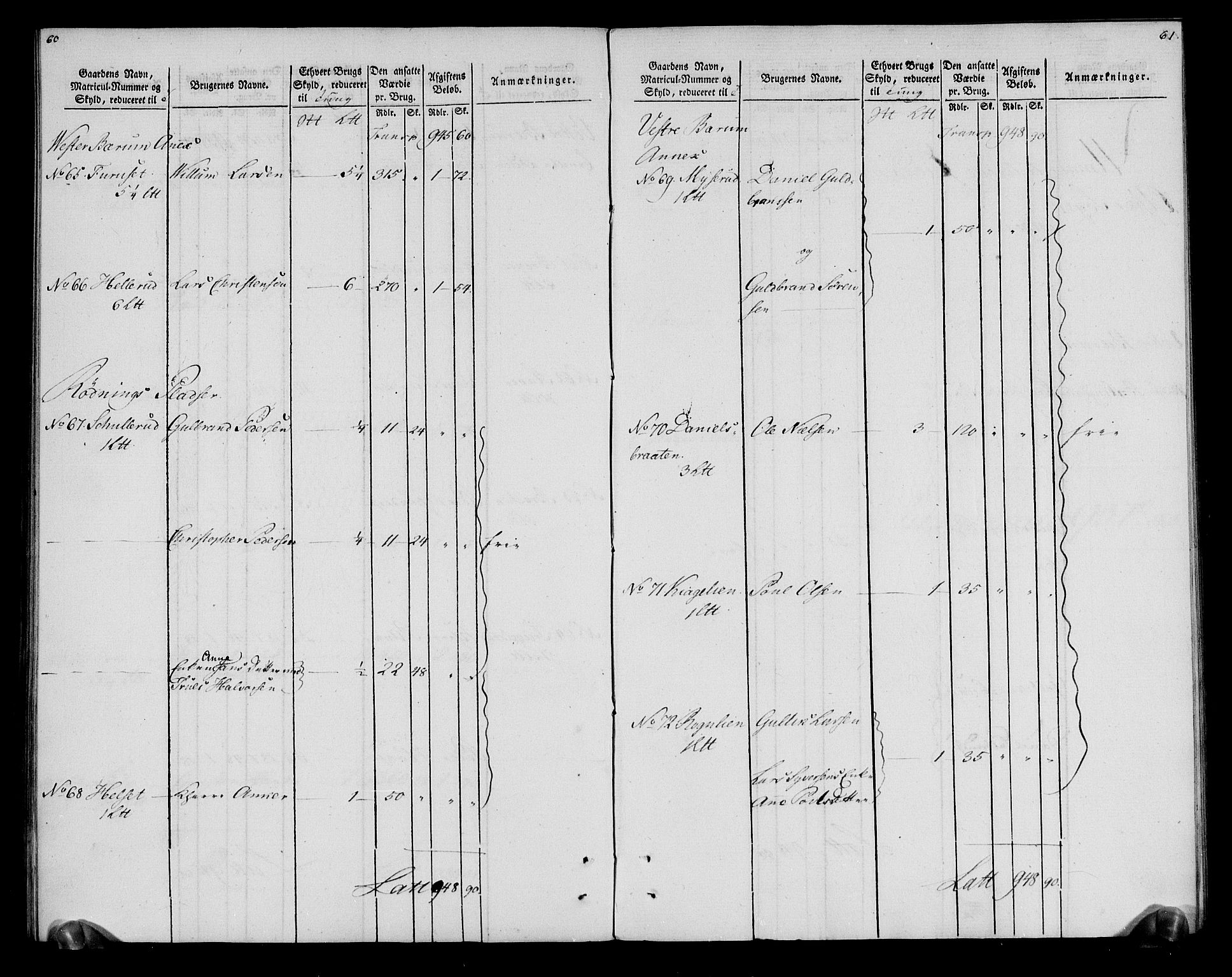 Rentekammeret inntil 1814, Realistisk ordnet avdeling, AV/RA-EA-4070/N/Ne/Nea/L0012: Aker fogderi. Oppebørselsregister, 1803-1804, p. 33