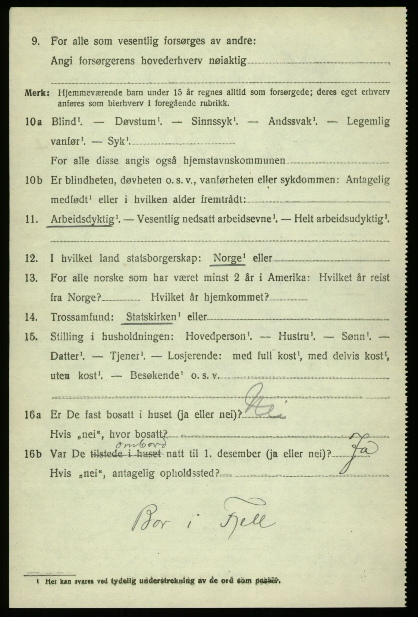 SAB, 1920 census for Hosanger, 1920, p. 2310