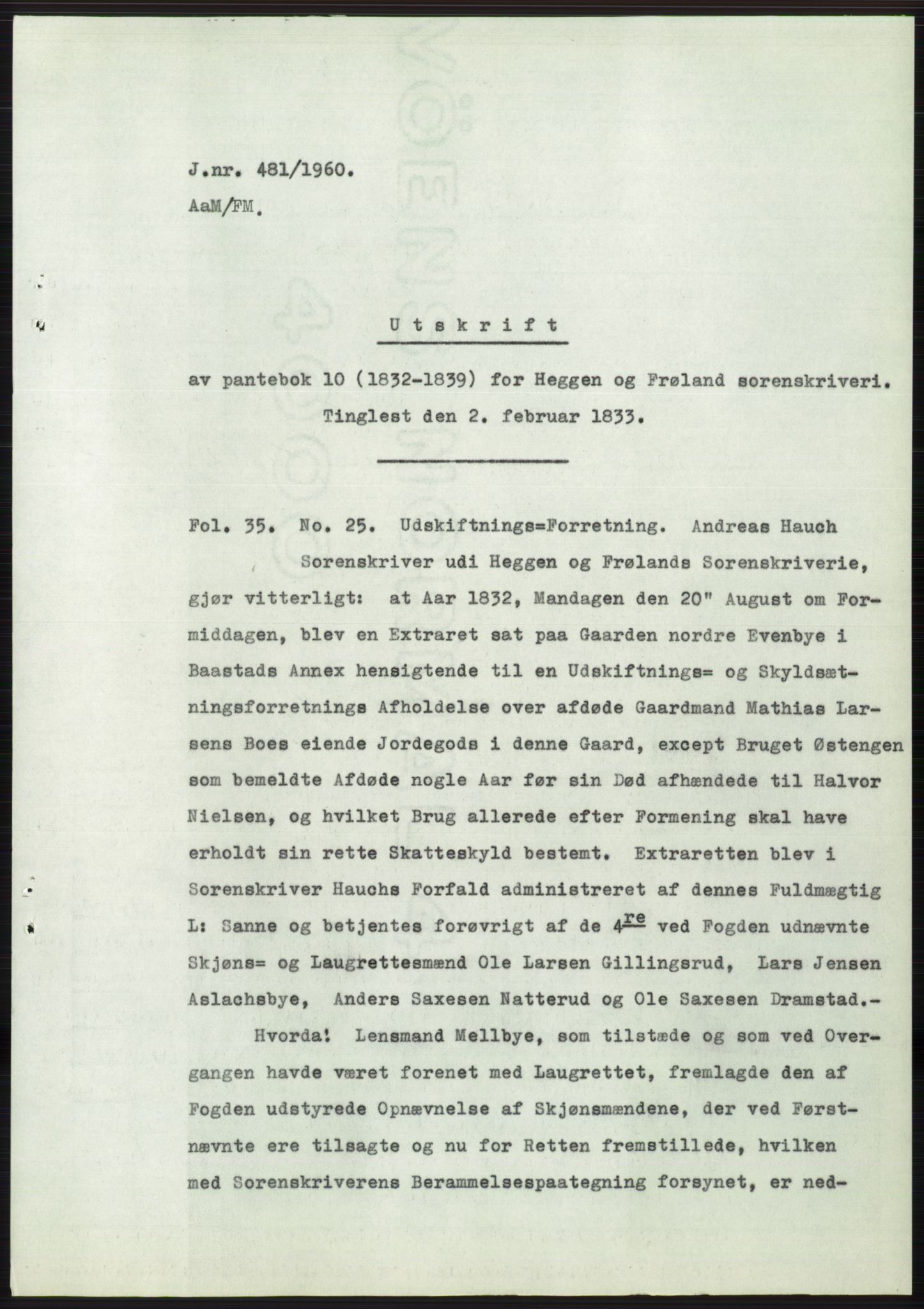 Statsarkivet i Oslo, AV/SAO-A-10621/Z/Zd/L0011: Avskrifter, j.nr 4-798/1960, 1960, p. 279