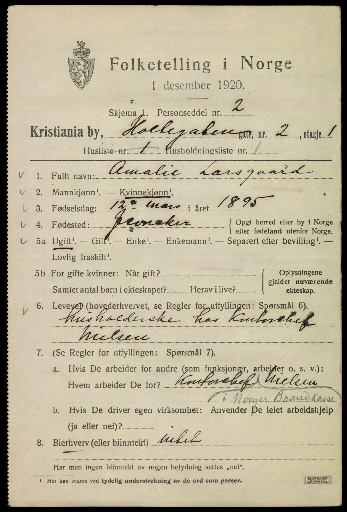 SAO, 1920 census for Kristiania, 1920, p. 298059