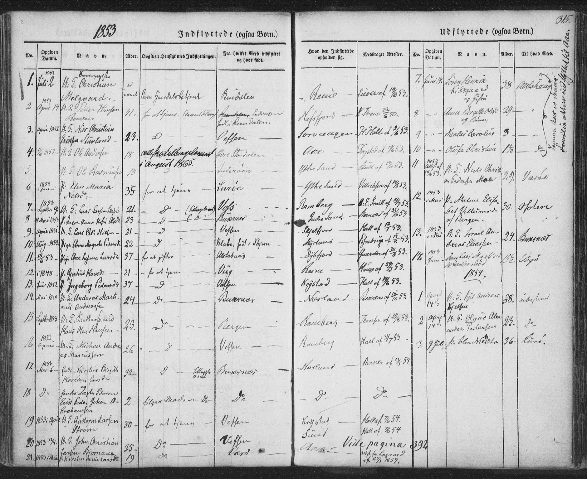 Ministerialprotokoller, klokkerbøker og fødselsregistre - Nordland, SAT/A-1459/885/L1202: Parish register (official) no. 885A03, 1838-1859, p. 315