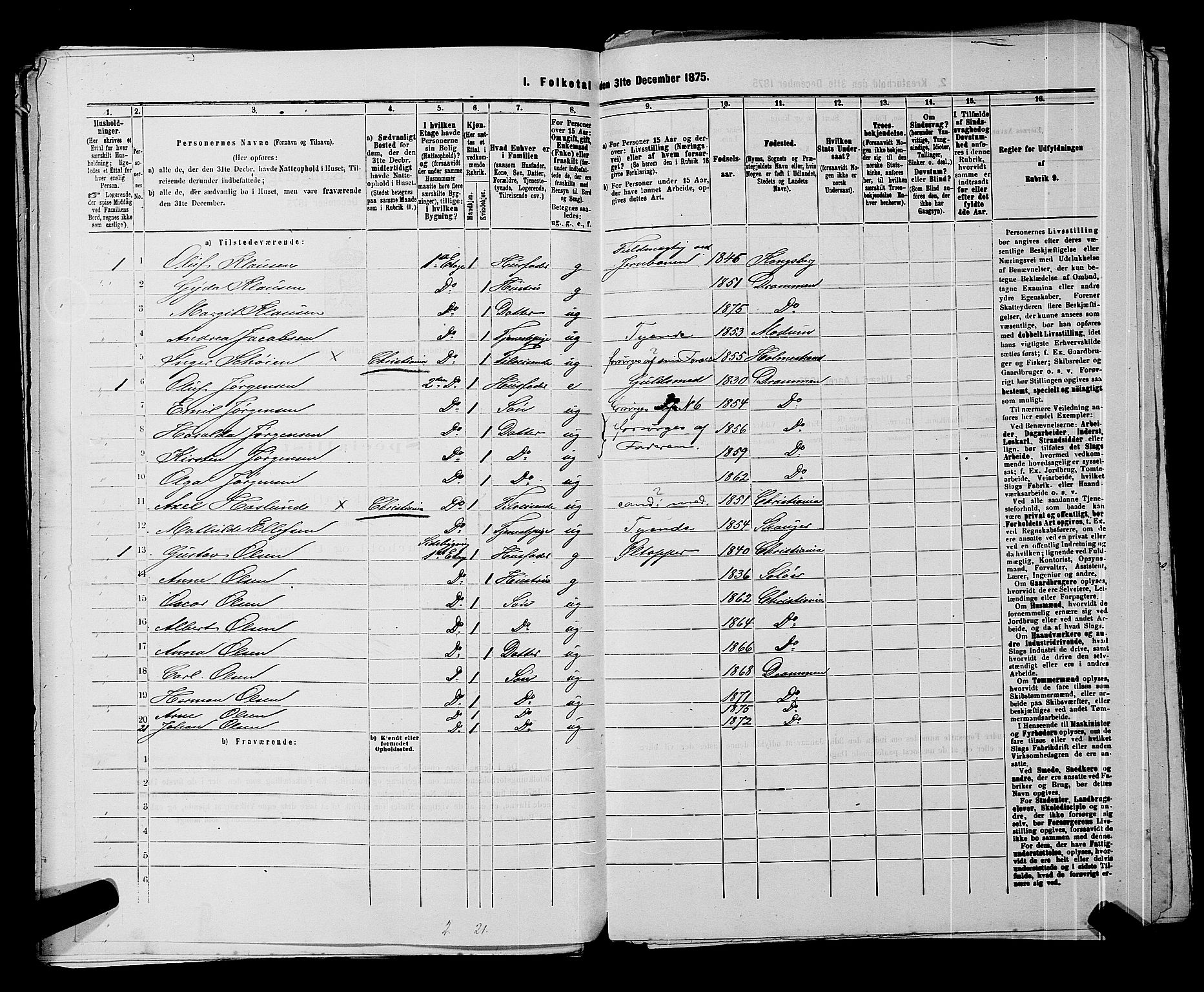 SAKO, 1875 census for 0602 Drammen, 1875, p. 429