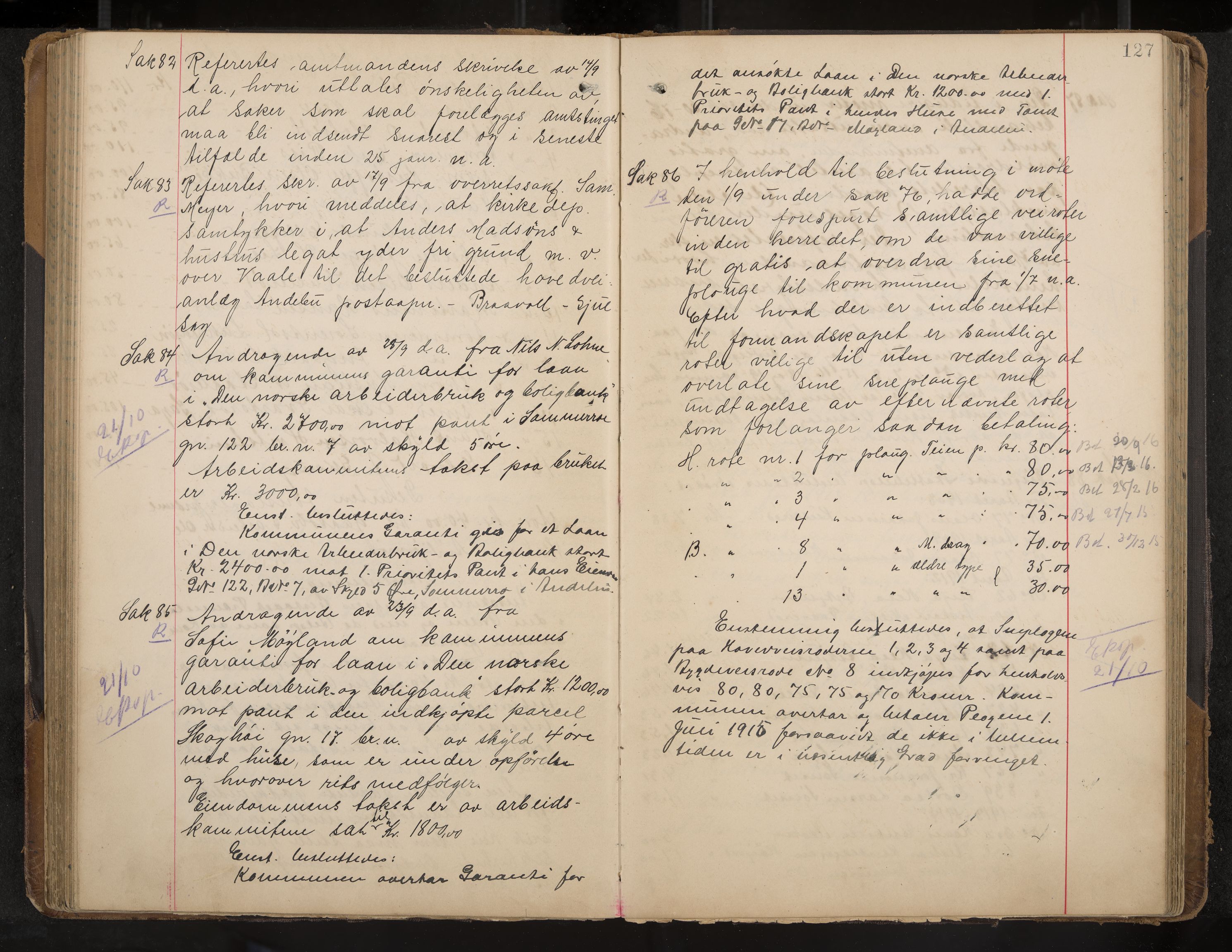 Andebu formannskap og sentraladministrasjon, IKAK/0719021-1/A/Aa/L0004: Møtebok, 1908-1917, p. 127