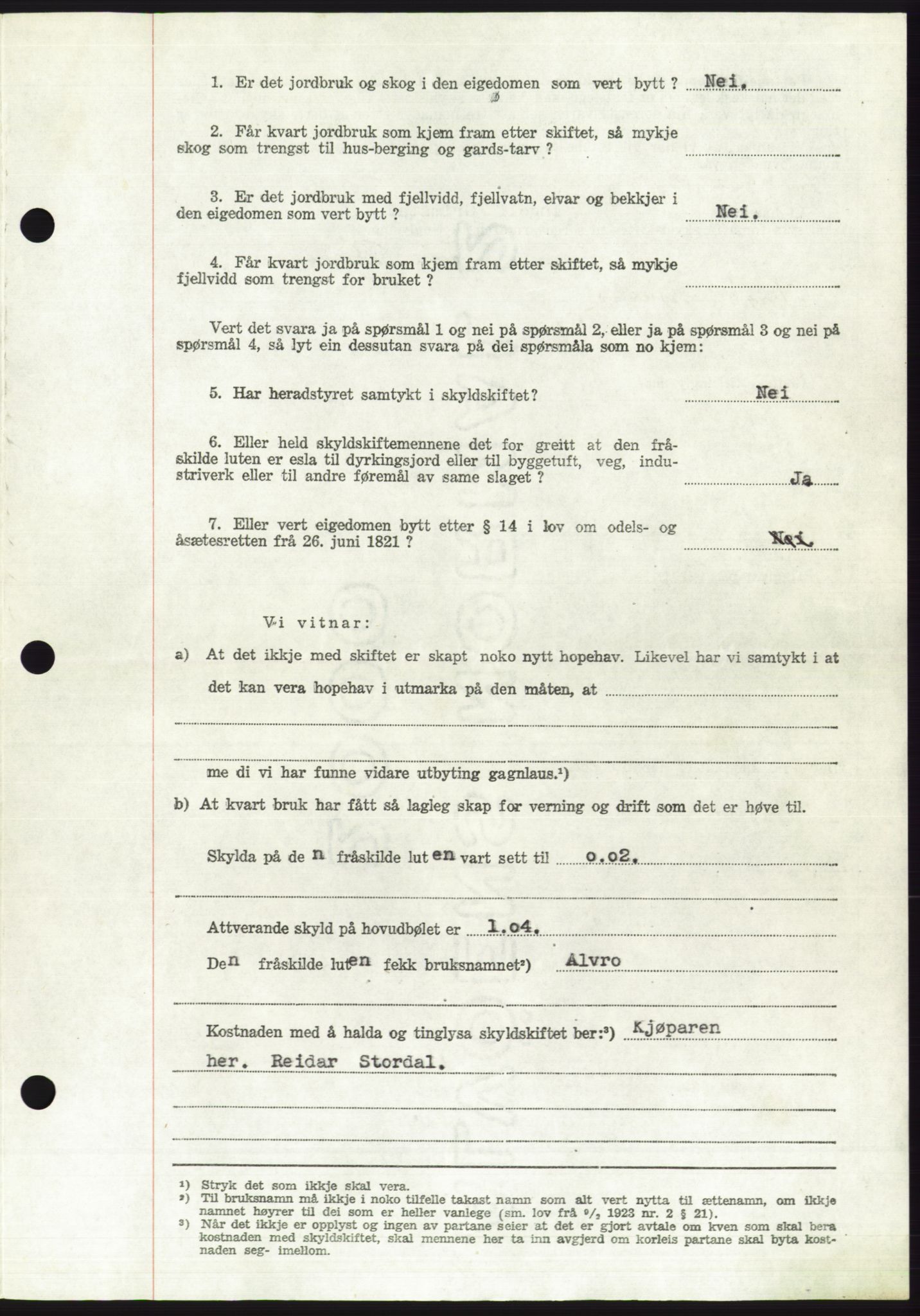 Søre Sunnmøre sorenskriveri, AV/SAT-A-4122/1/2/2C/L0110: Mortgage book no. 36A, 1958-1958, Diary no: : 1812/1958