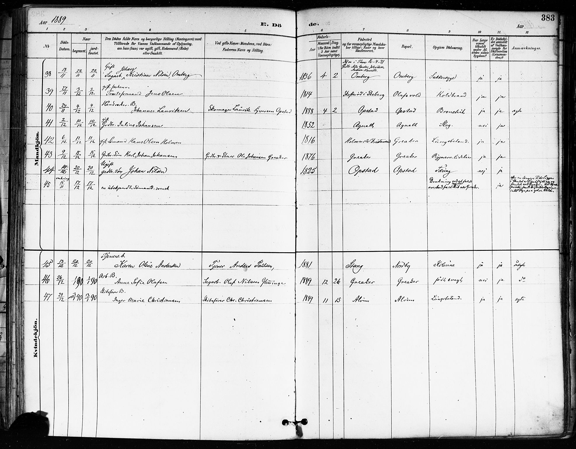 Tune prestekontor Kirkebøker, AV/SAO-A-2007/F/Fa/L0018: Parish register (official) no. 18, 1887-1898, p. 383