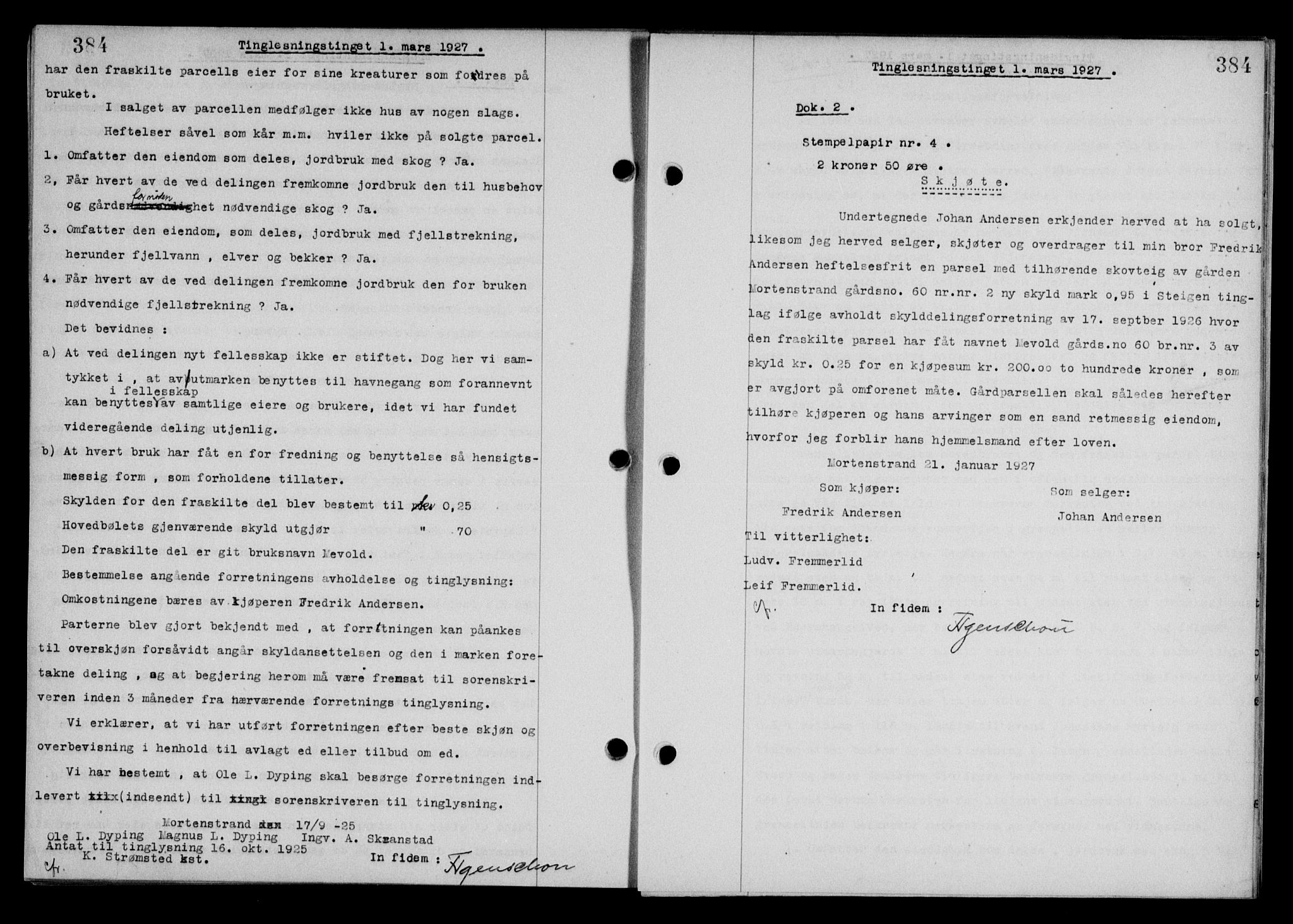 Steigen og Ofoten sorenskriveri, SAT/A-0030/1/2/2C/L0014: Mortgage book no. 13 og 15, 1926-1927, Deed date: 01.03.1927