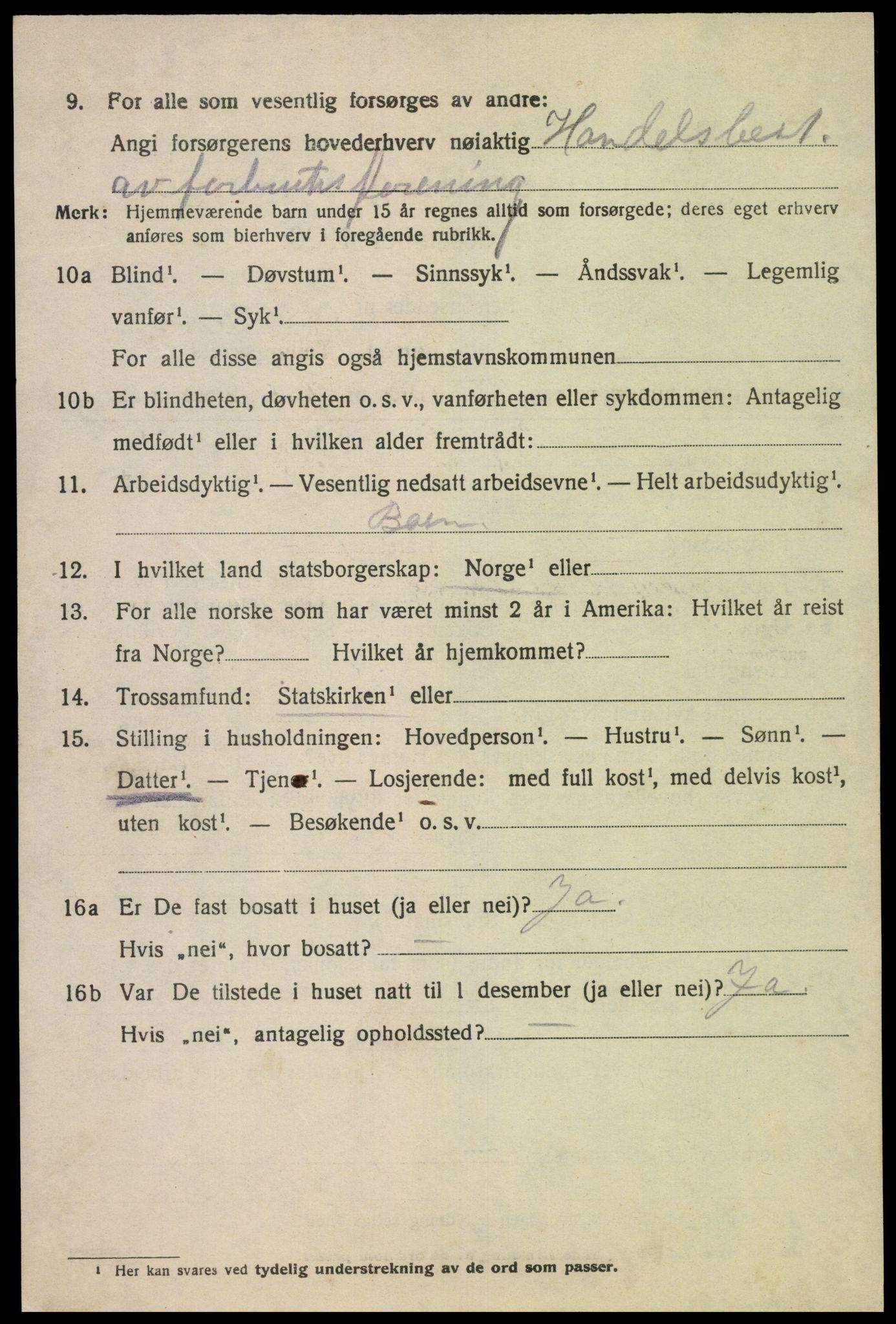 SAK, 1920 census for Øvre Sirdal, 1920, p. 1656