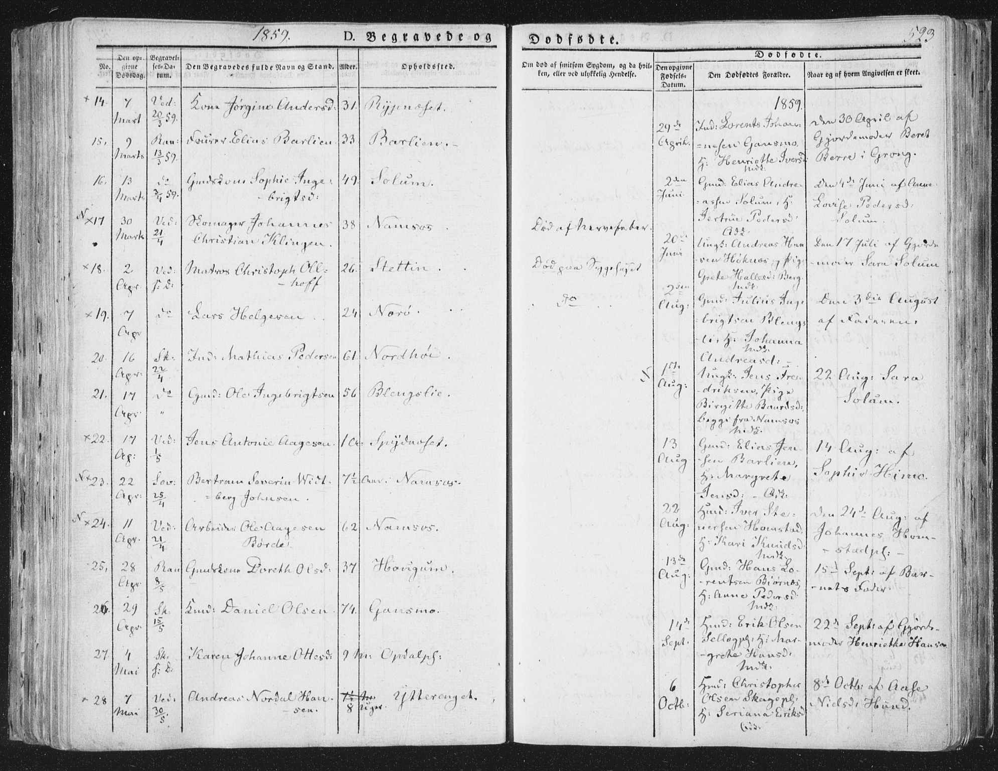 Ministerialprotokoller, klokkerbøker og fødselsregistre - Nord-Trøndelag, AV/SAT-A-1458/764/L0552: Parish register (official) no. 764A07b, 1824-1865, p. 523