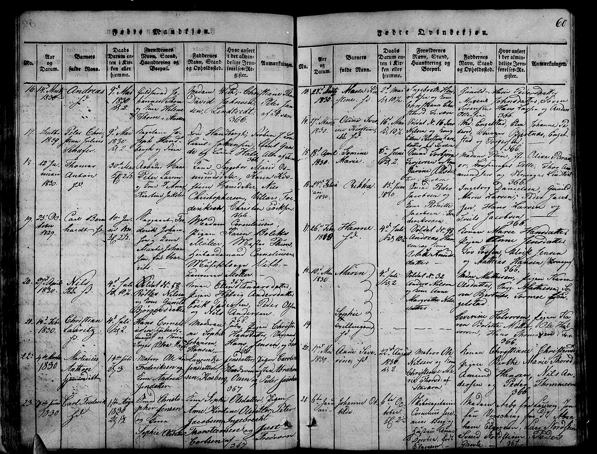 Stavern kirkebøker, AV/SAKO-A-318/G/Ga/L0001: Parish register (copy) no. 1, 1817-1841, p. 60