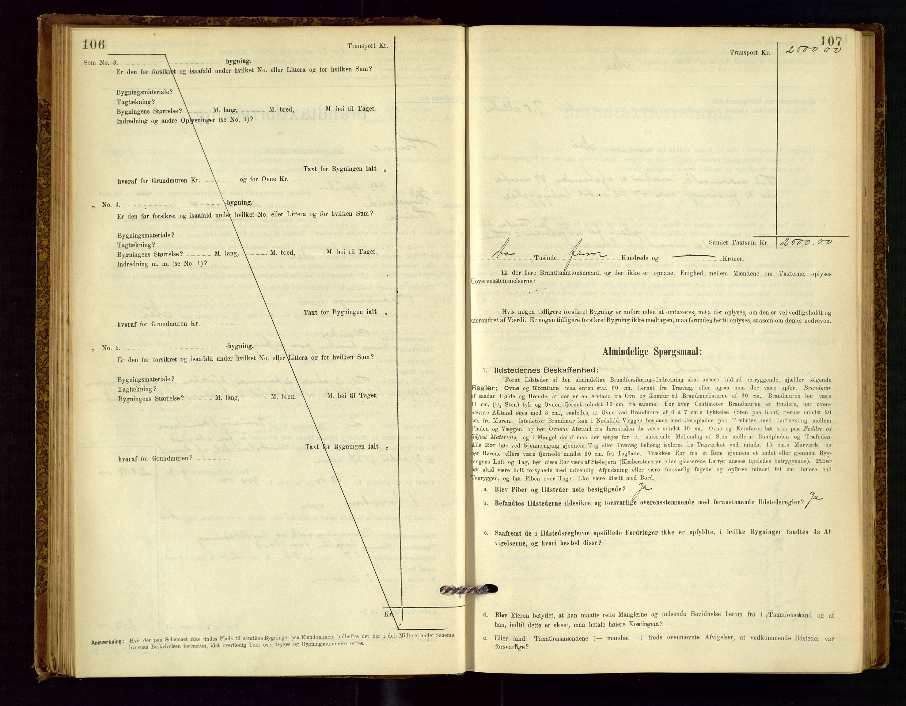 Time lensmannskontor, AV/SAST-A-100420/Gob/L0001: Branntakstprotokoll, 1896-1914, p. 106-107