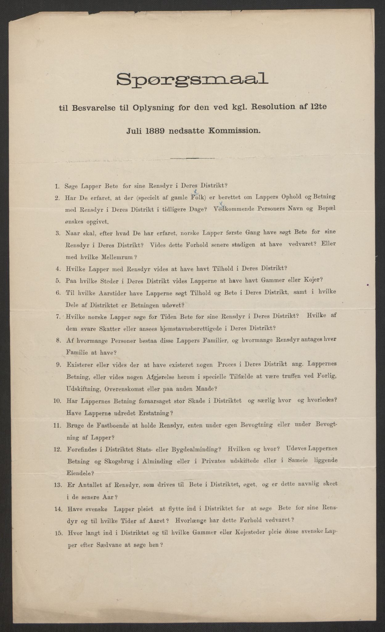 Landbruksdepartementet, Kontorer for reindrift og ferskvannsfiske, AV/RA-S-1247/2/E/Eb/L0014: Lappekommisjonen, 1885-1890, p. 846