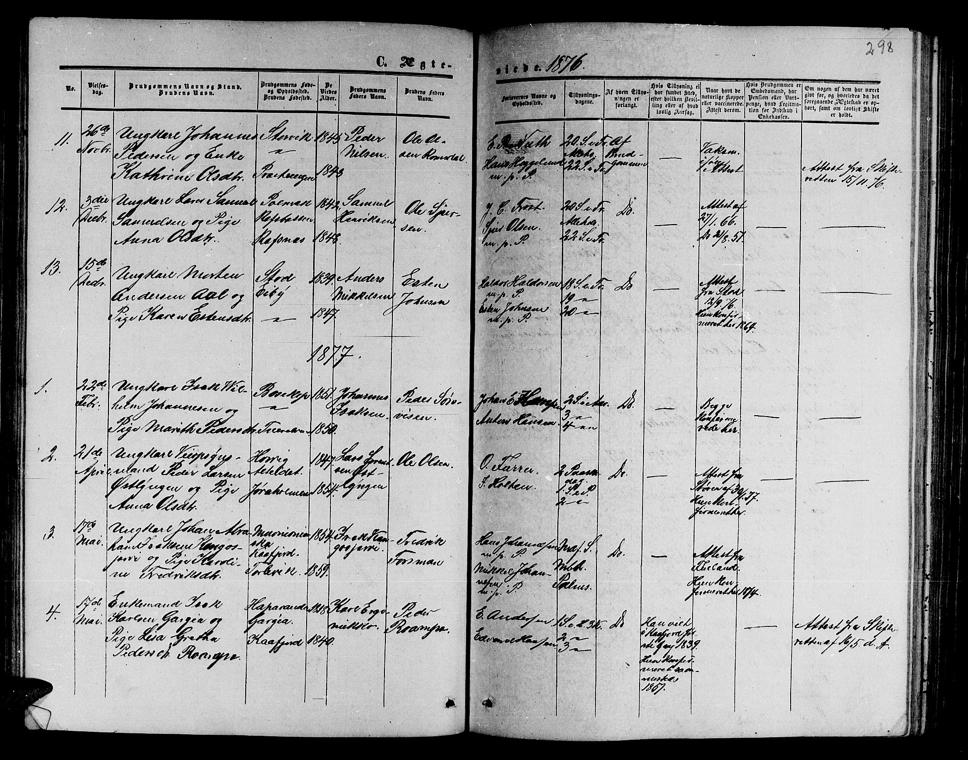 Alta sokneprestkontor, SATØ/S-1338/H/Hb/L0001.klokk: Parish register (copy) no. 1, 1858-1878, p. 297-298