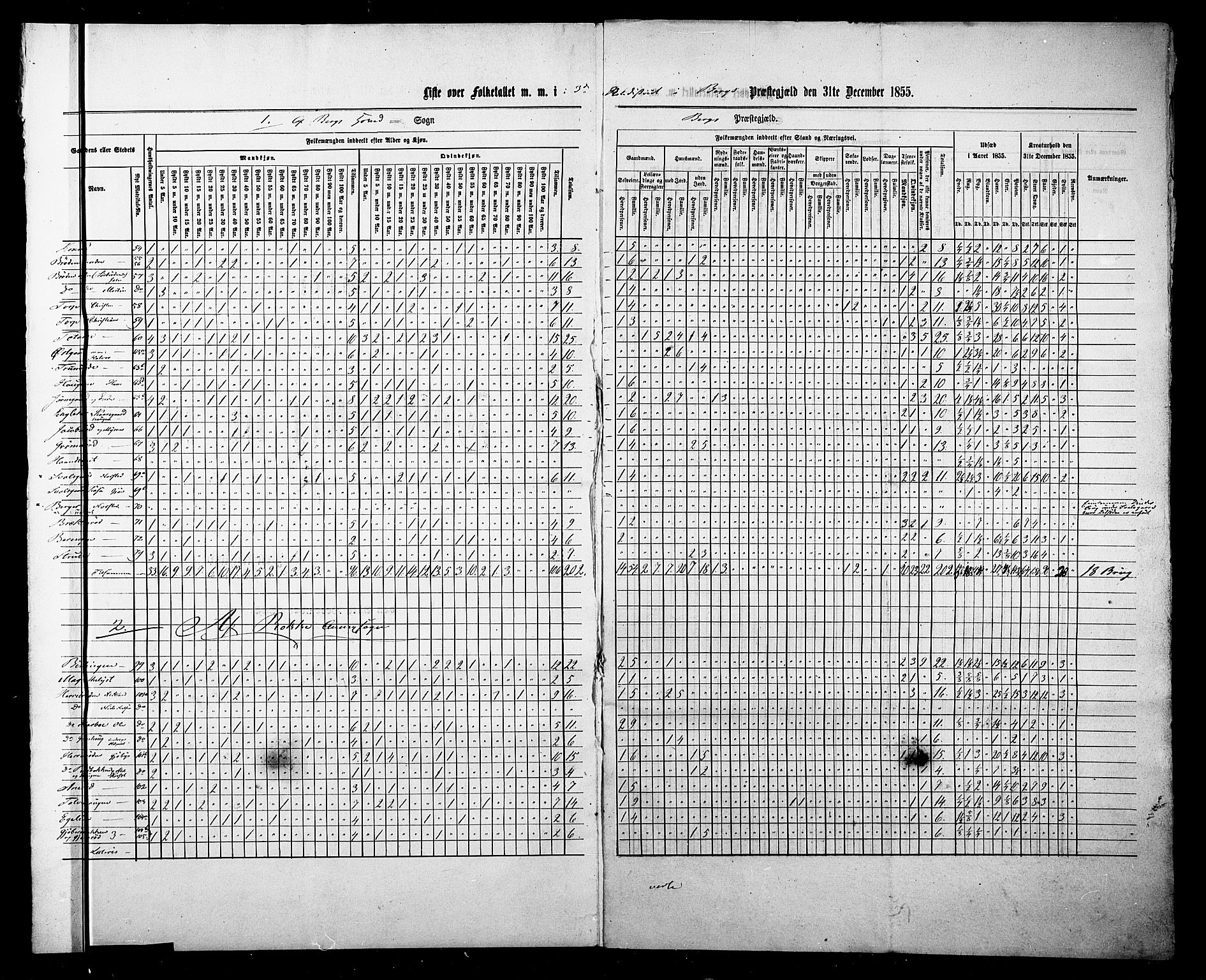 , Census 1855 for Berg, 1855, p. 11