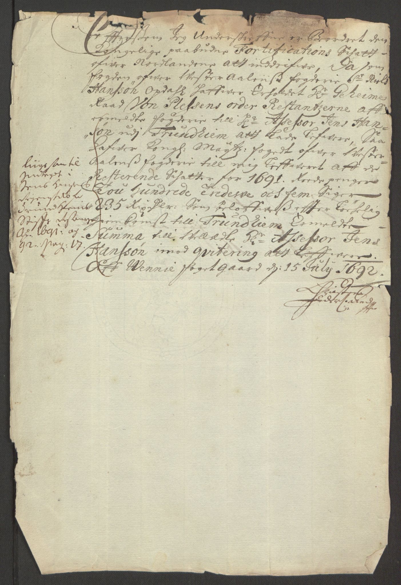 Rentekammeret inntil 1814, Reviderte regnskaper, Fogderegnskap, AV/RA-EA-4092/R67/L4676: Fogderegnskap Vesterålen, Andenes og Lofoten, 1691-1693, p. 88